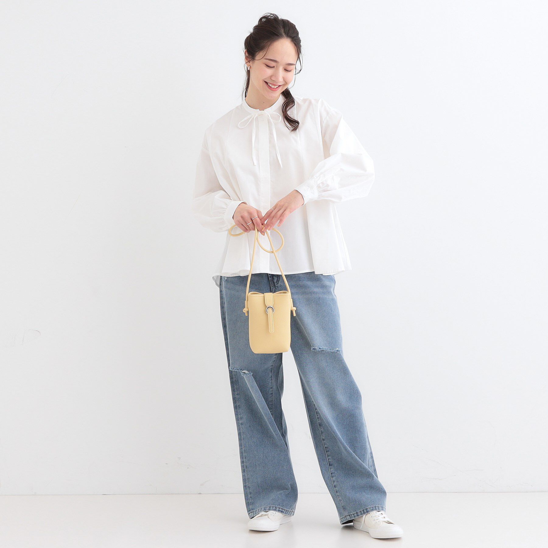 SHOO･LA･RUE「【洗える/体型カバー】フレアリボンブラウス」|シャツ・ブラウス|