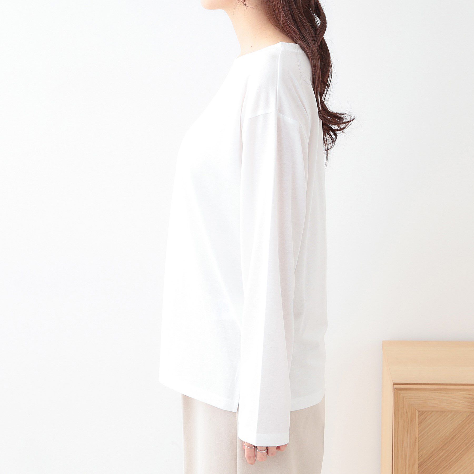 SHOO･LA･RUE「【S-LL/2枚セット】シアー感も楽しめる 光沢カノコ編み配色ニット+ロンT」|ニット・セーター|