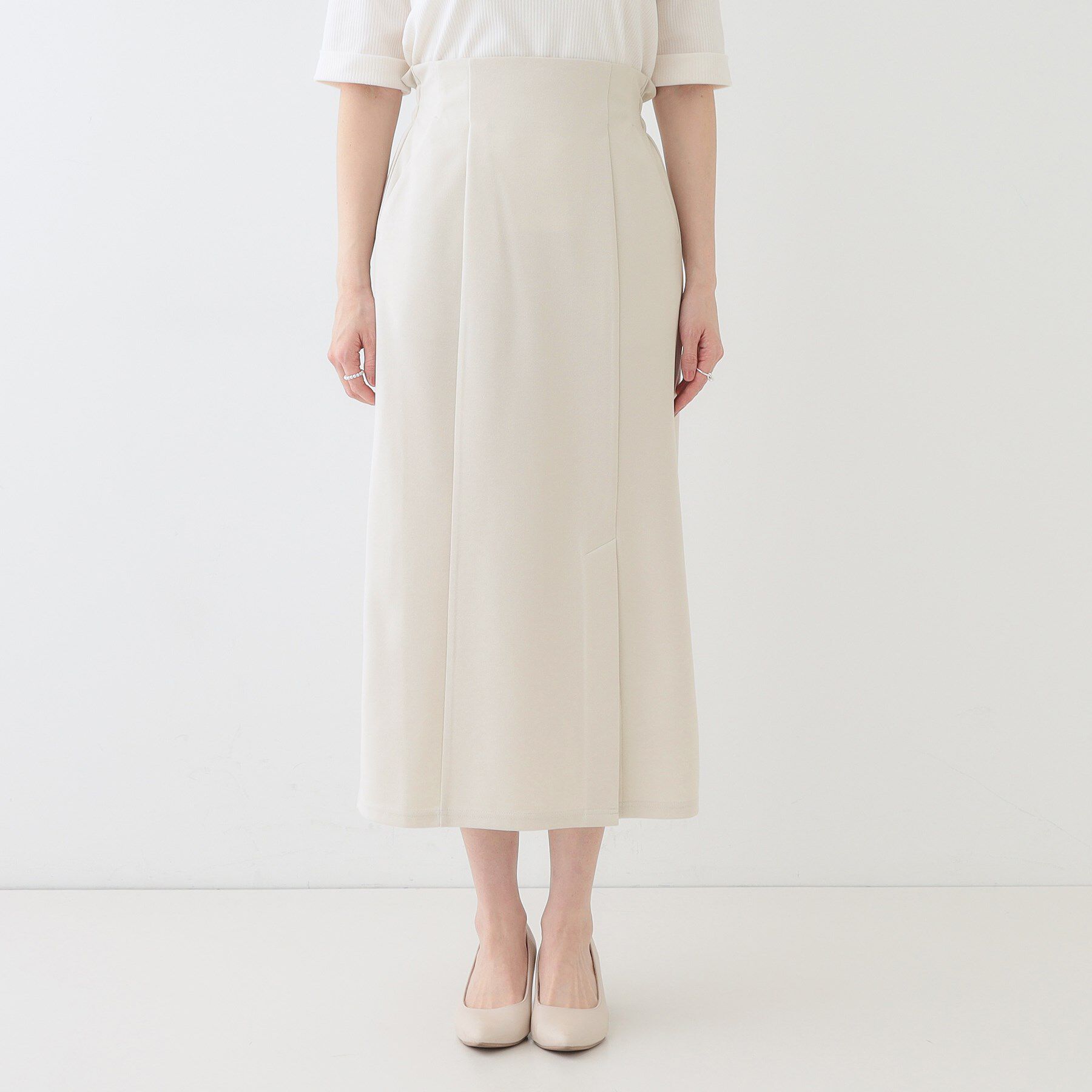 SHOO･LA･RUE「【洗える】洗濯後しわになりにくい カットジョーゼット ナロースカート」|スカート|