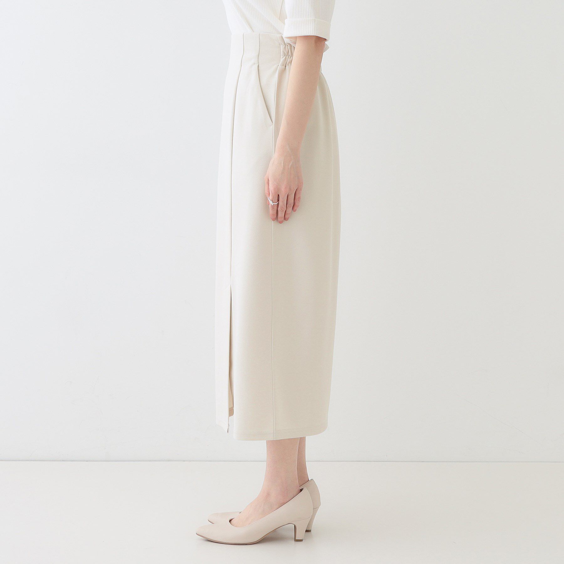 SHOO･LA･RUE「【洗える】洗濯後しわになりにくい カットジョーゼット ナロースカート」|スカート|