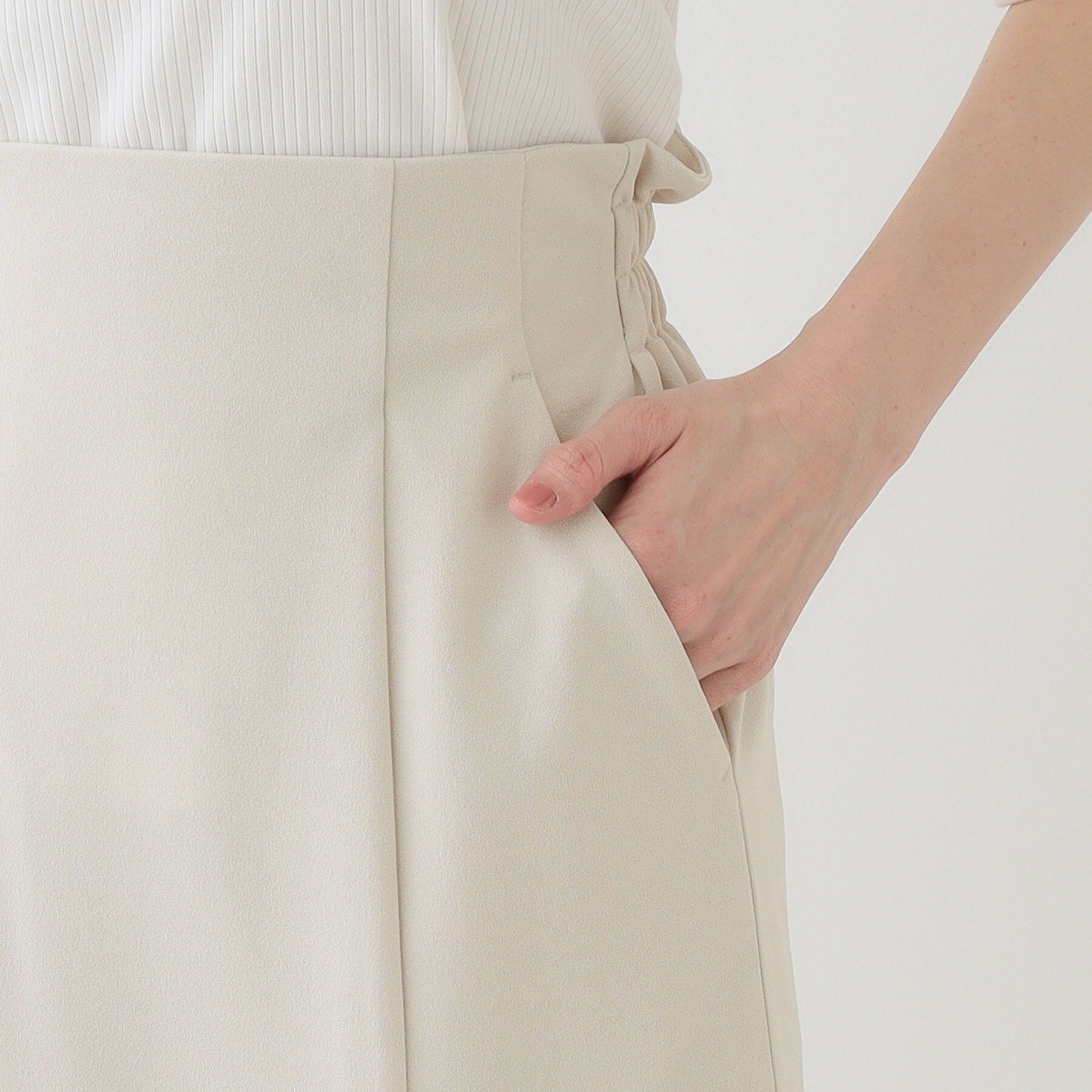 SHOO･LA･RUE「【洗える】洗濯後しわになりにくい カットジョーゼット ナロースカート」|スカート|