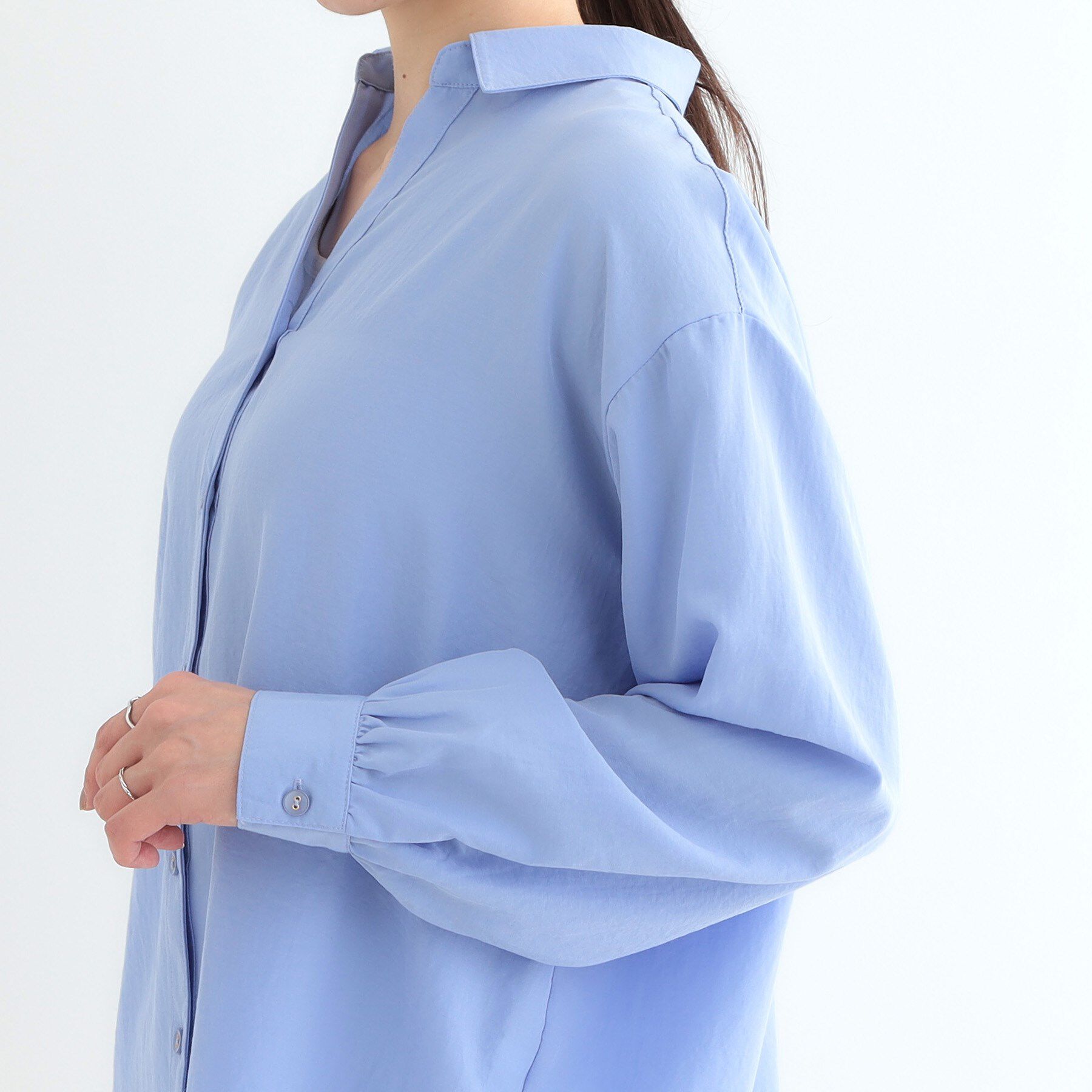 SHOO･LA･RUE「【S-LL】後ろ姿も抜かりなく バックレースアップシャツ」|シャツ・ブラウス|