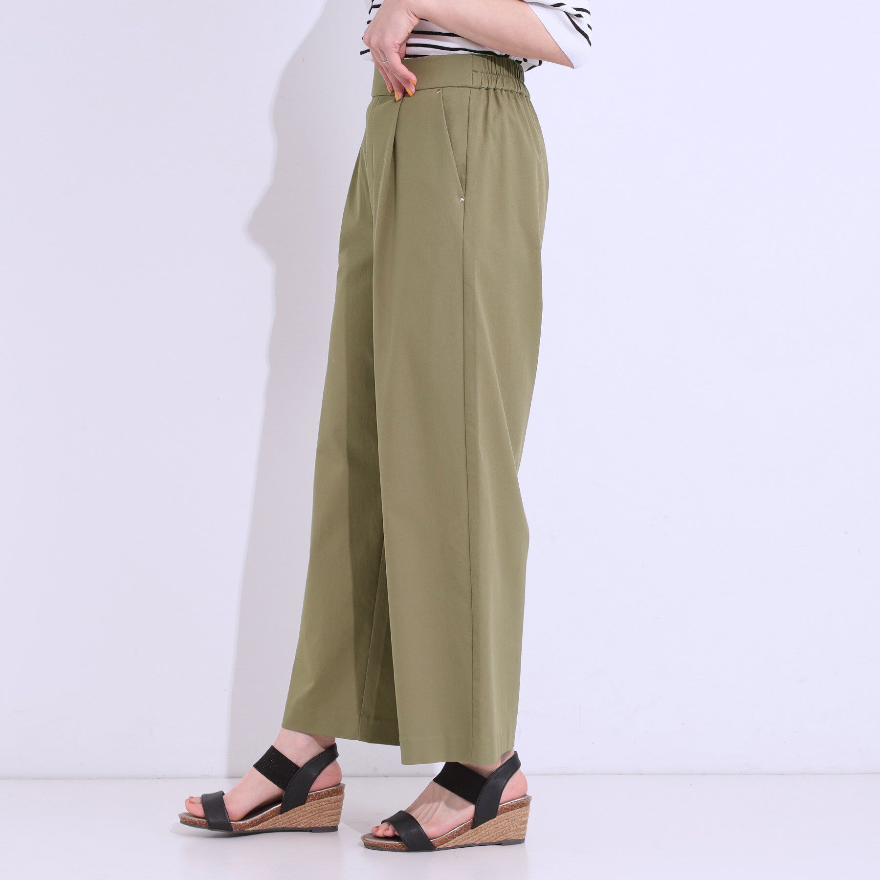 SHOO･LA･RUE「【高レビュー/S-LL/ひんやり】ゴールドパーツがアクセント ストレッチワイドパンツ」|その他|