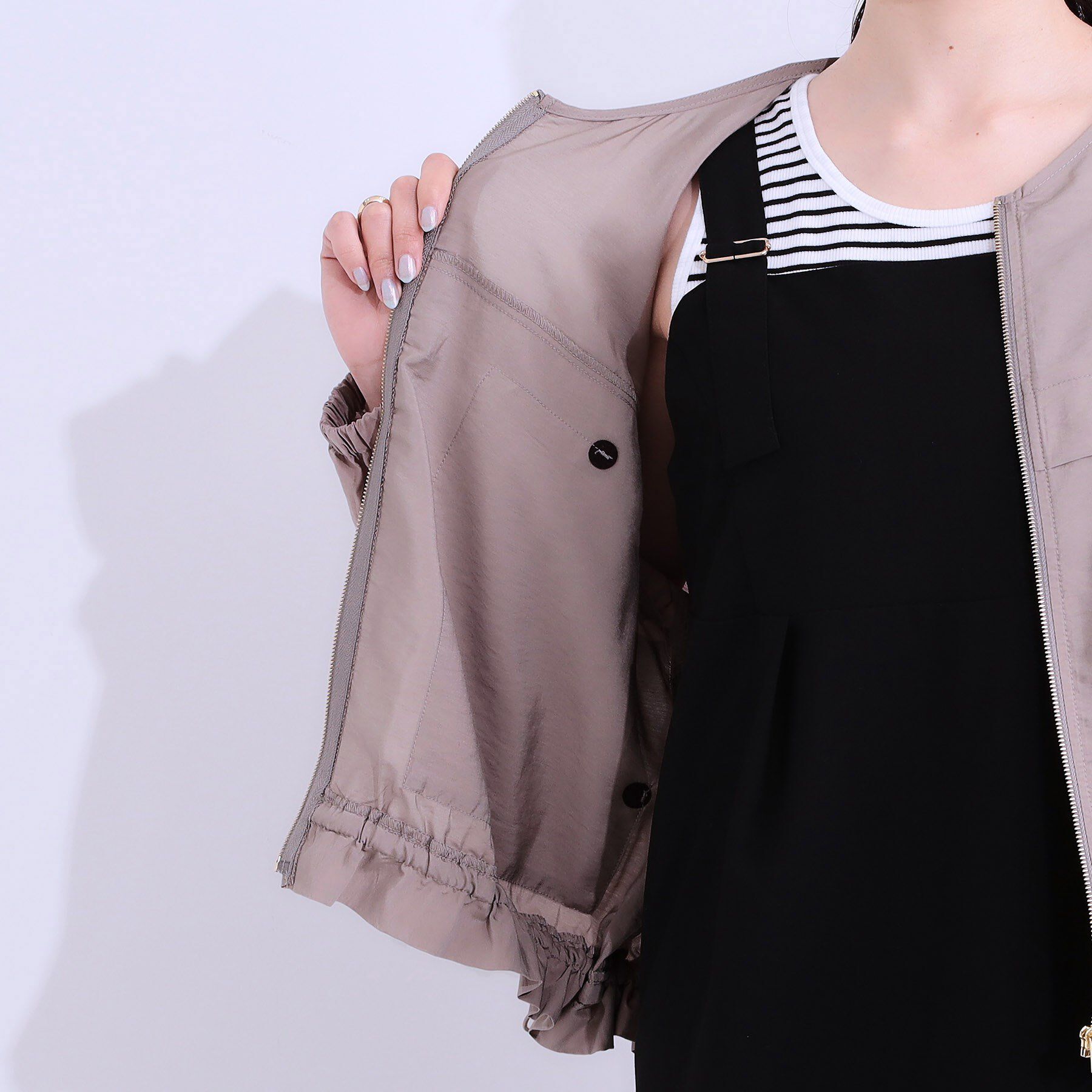 SHOO･LA･RUE「【S-LL】大人のシアー感が魅力 ドロストブルゾン」|ブルゾン・スタジャン|