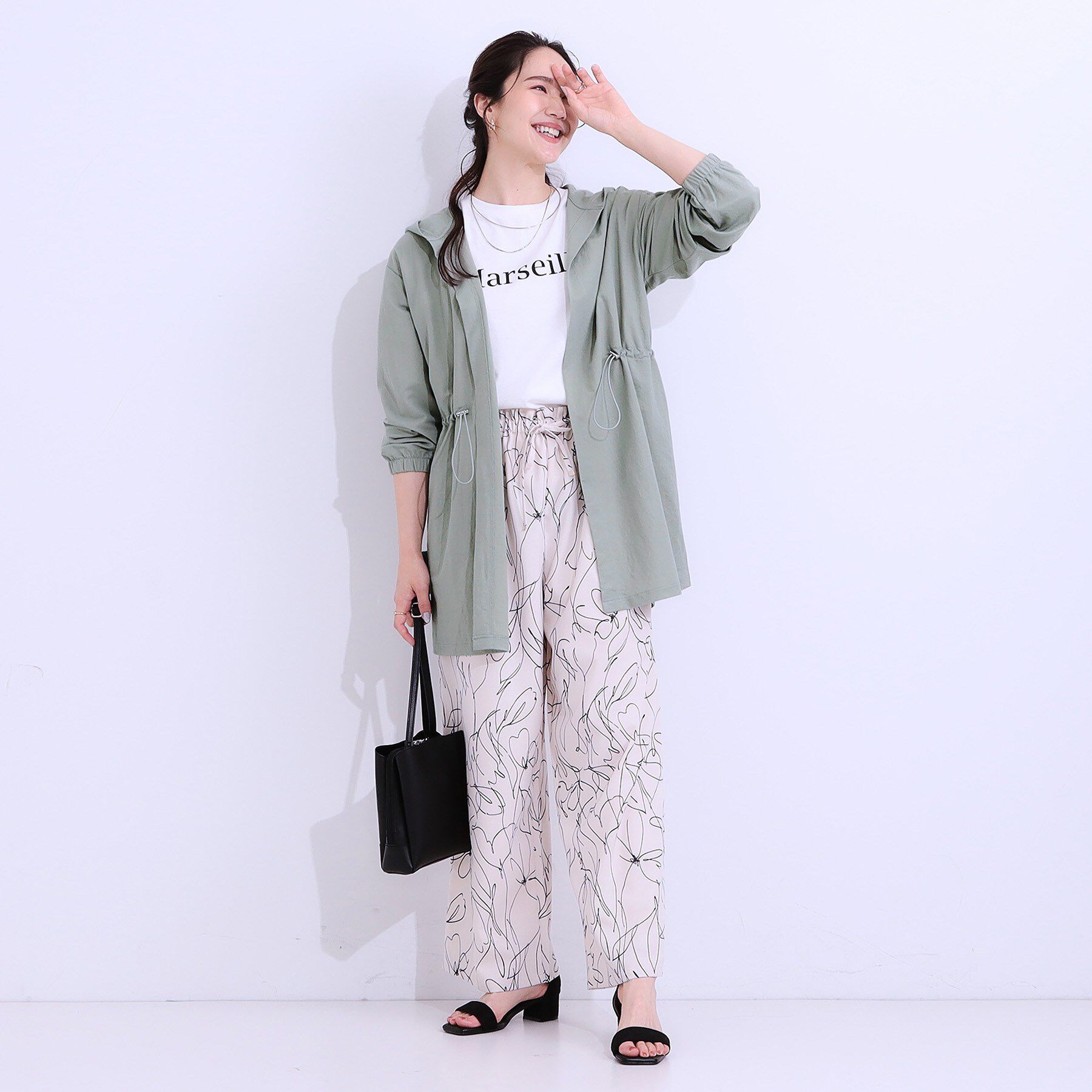 SHOO･LA･RUE「【S-LL/ひんやり/UV】さっと羽織れる お尻が隠れるフード付きパーカ」|パーカー|