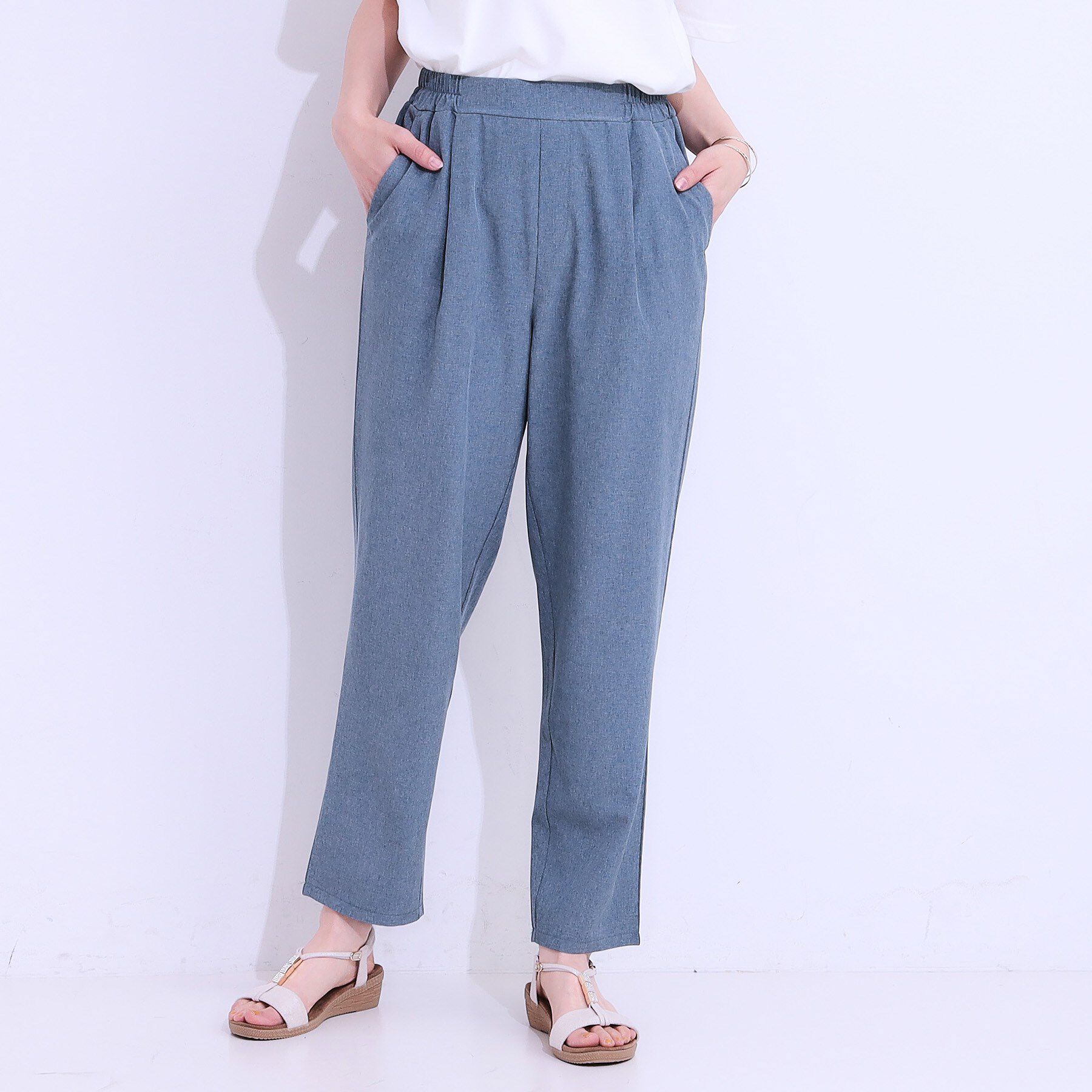 SHOO･LA･RUE「【SS-3L/ひんやり/吸水速乾/UV】軽量でさらりと穿ける テーパードパンツ」|その他|