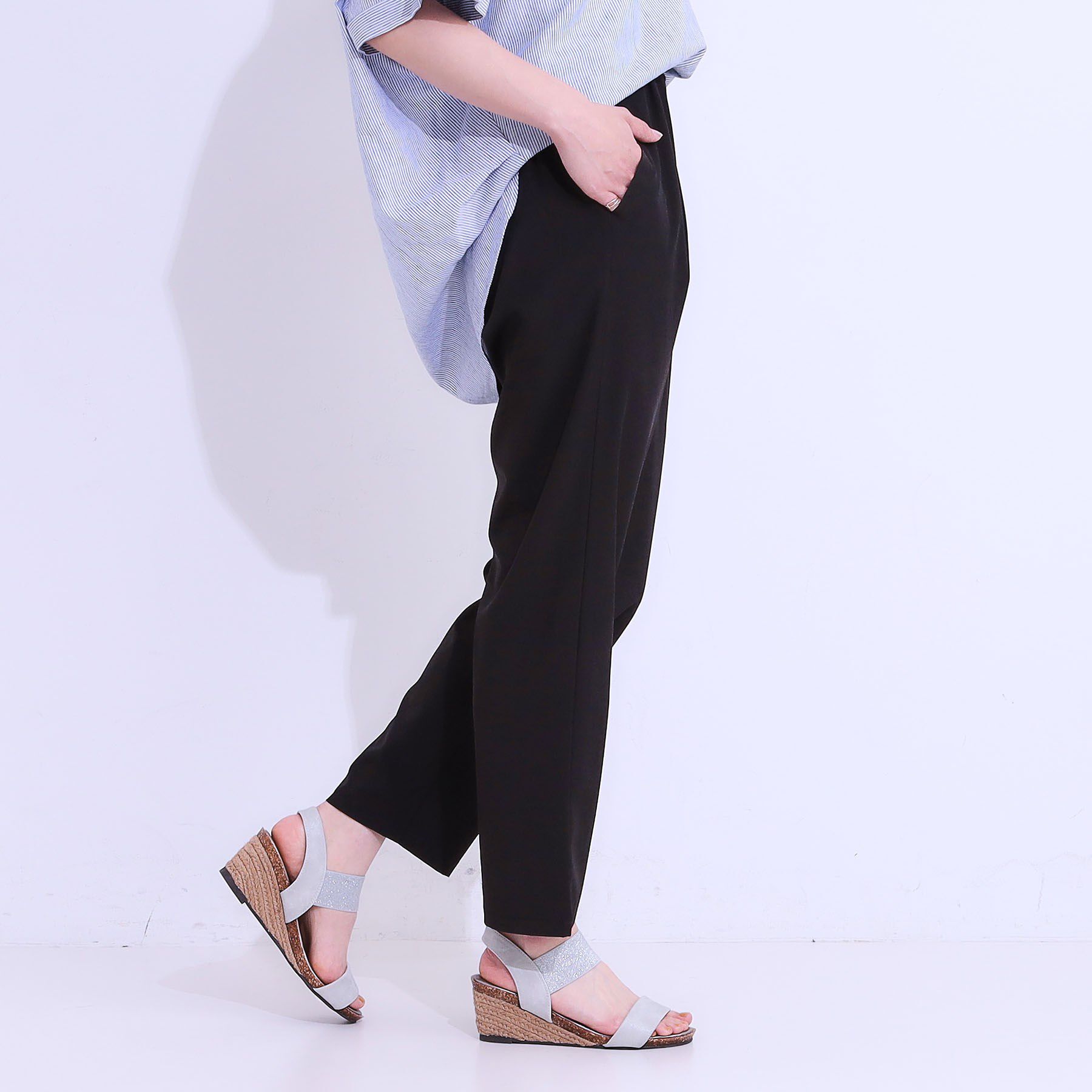 SHOO･LA･RUE「【SS-3L/ひんやり/吸水速乾/UV】軽量でさらりと穿ける テーパードパンツ」|その他|