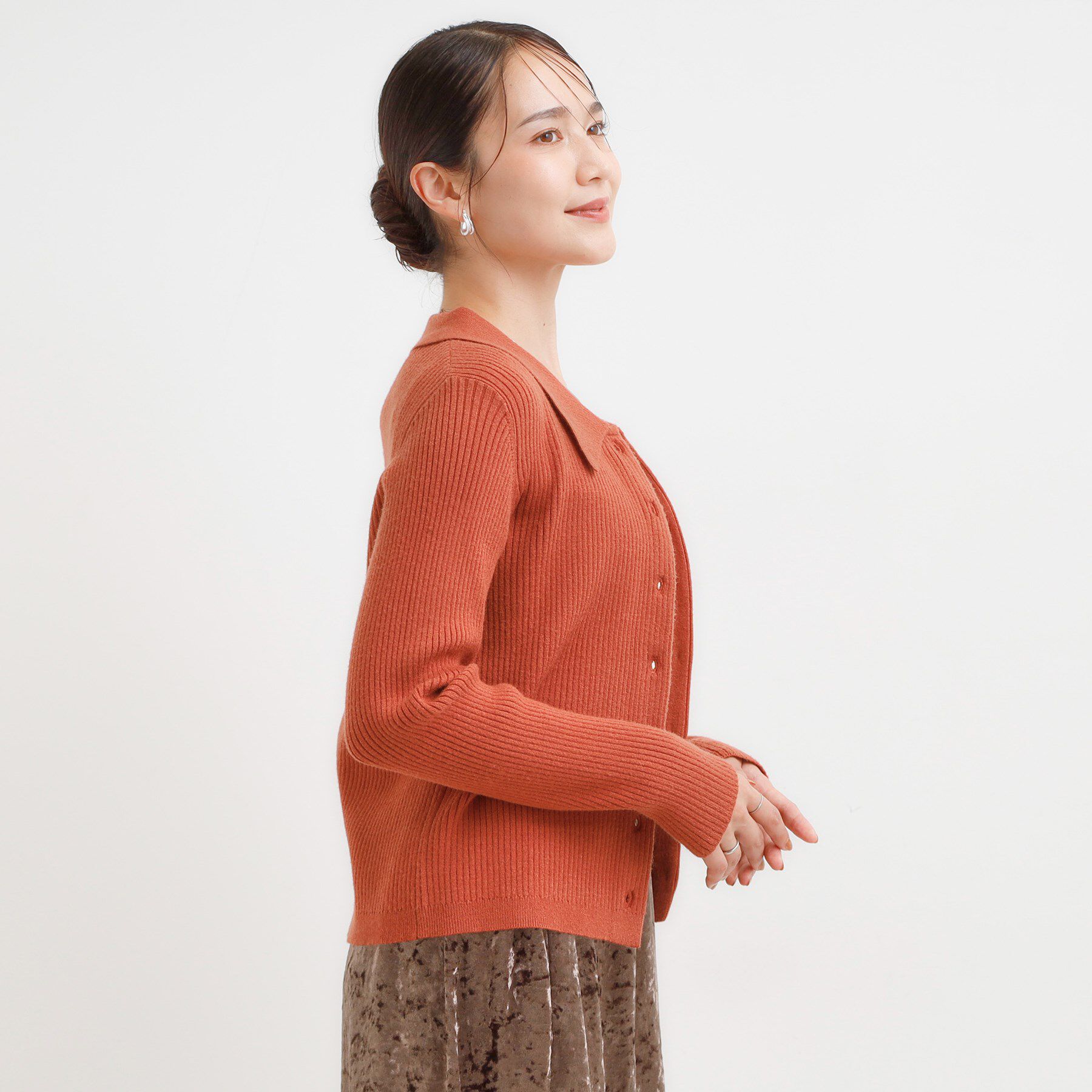 SHOO･LA･RUE「カジュアルながらも上品な 襟付きリブニット」|ニット・セーター|