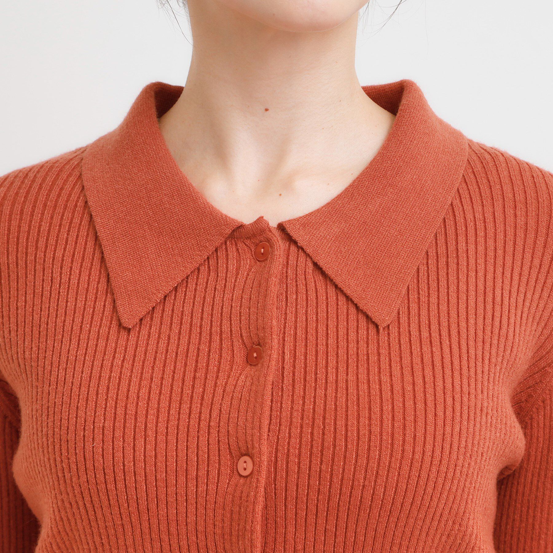 SHOO･LA･RUE「カジュアルながらも上品な 襟付きリブニット」|ニット・セーター|