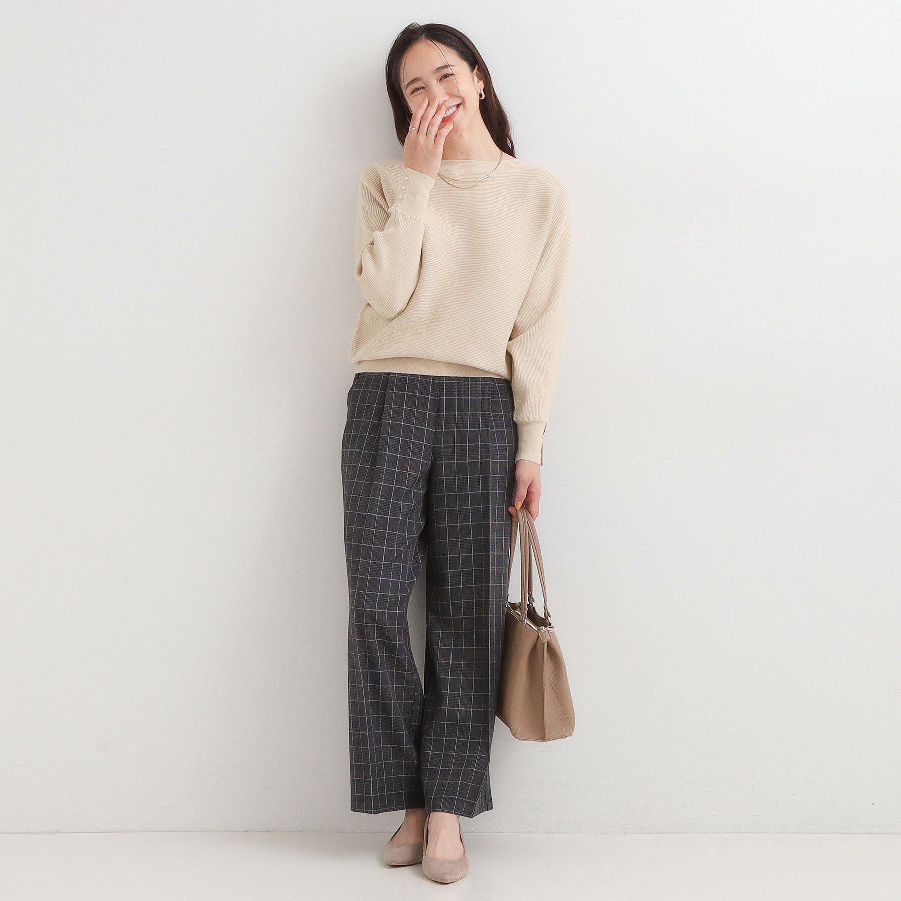 SHOO･LA･RUE「【洗濯機可/体型カバー】お袖ボタン リブドルマンニット」|ニット・セーター|