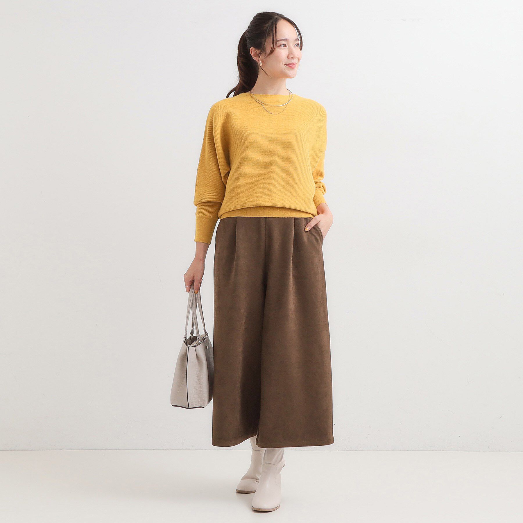 SHOO･LA･RUE「【洗濯機可/体型カバー】お袖ボタン リブドルマンニット」|ニット・セーター|