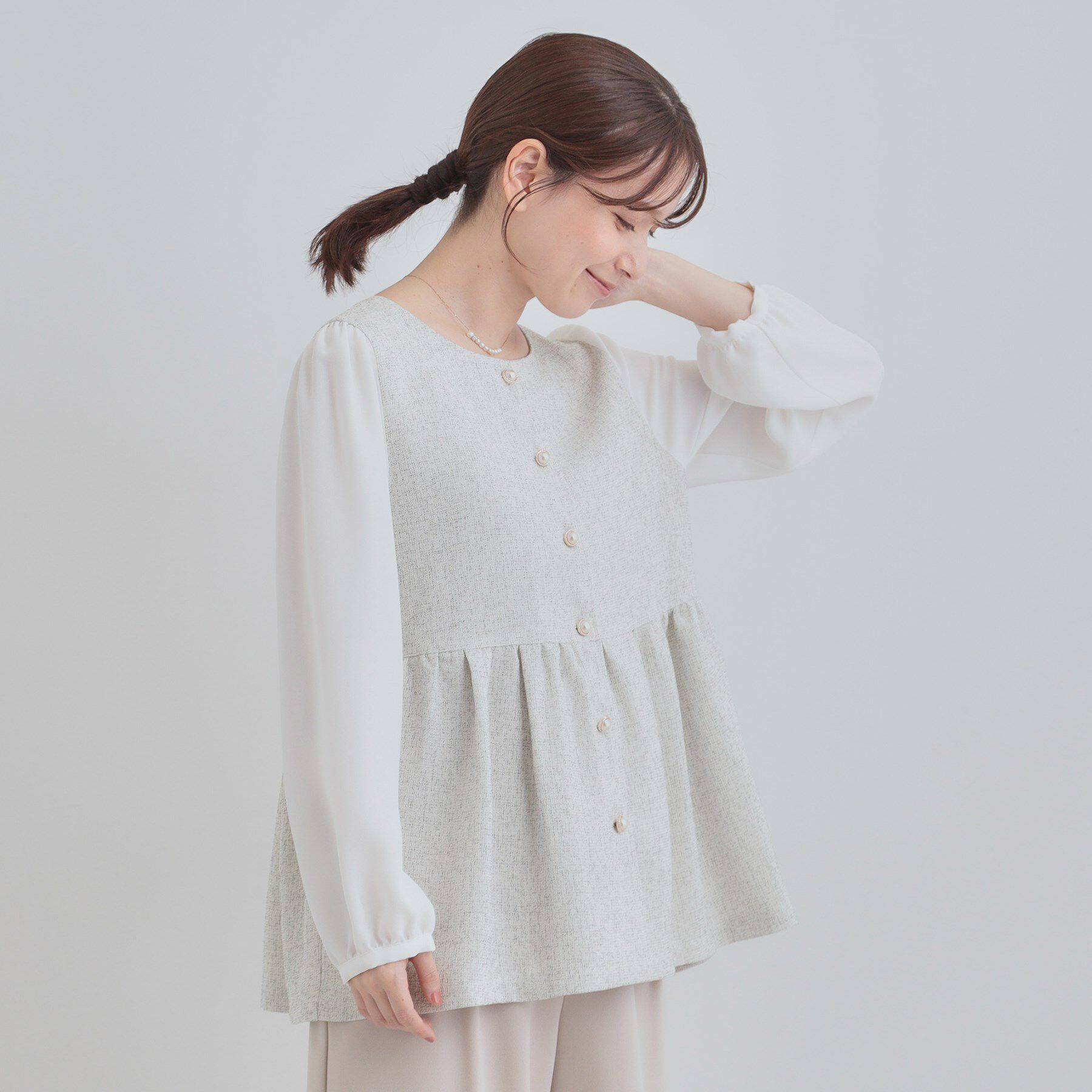 SHOO･LA･RUE「時短できちんと見えが叶う フェイクレイヤードブラウス」|シャツ・ブラウス|