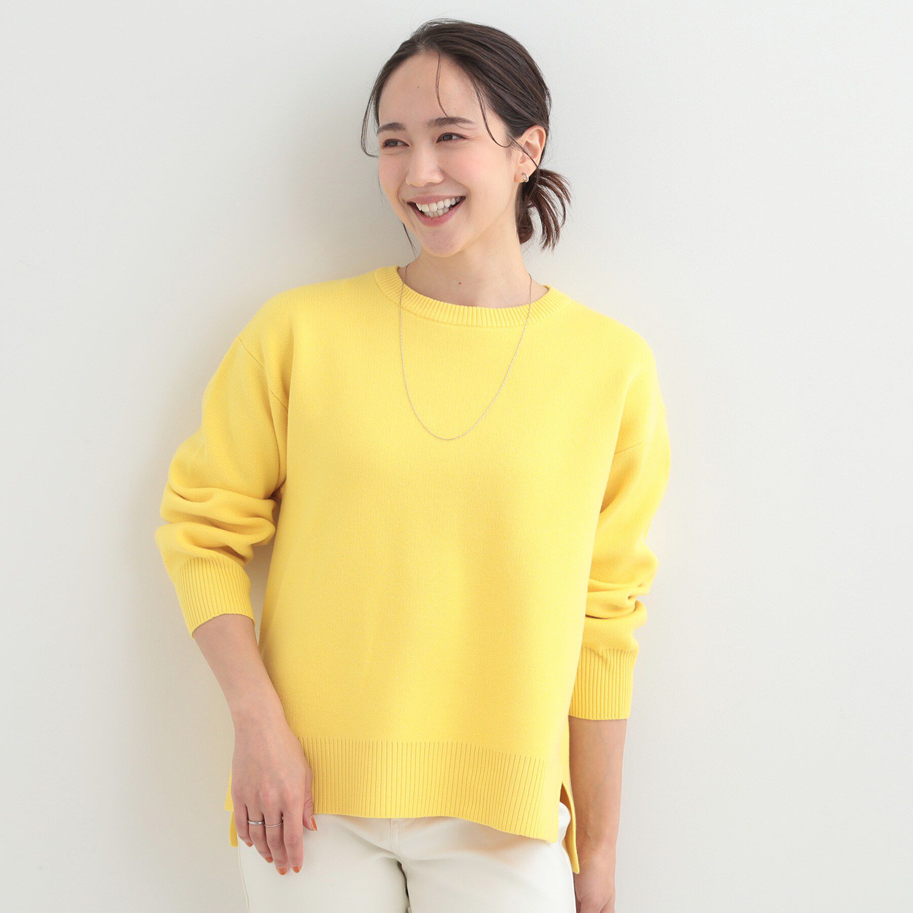 SHOO･LA･RUE「【S-LL/洗濯機可/体型カバー】コットン混で肌当たりがよい スウェットライクニット」|ニット・セーター|