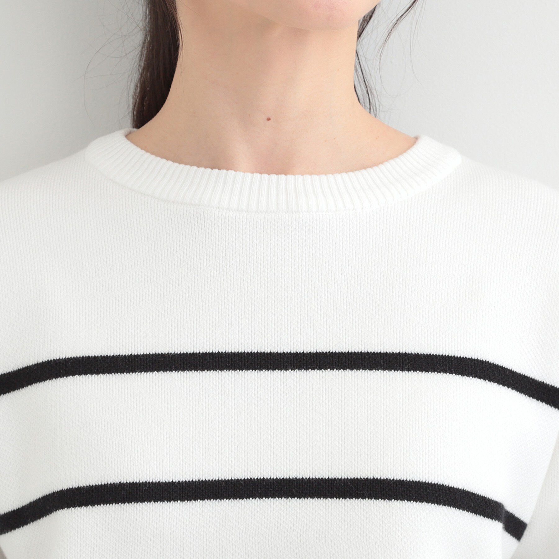 SHOO･LA･RUE「【S-LL/洗濯機可/体型カバー】コットン混で肌当たりがよい スウェットライクニット」|ニット・セーター|