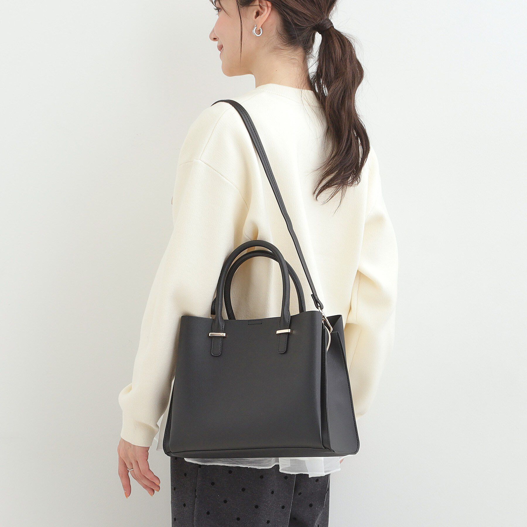 SHOO･LA･RUE「一枚革風三層トートバッグ」|トートバッグ|