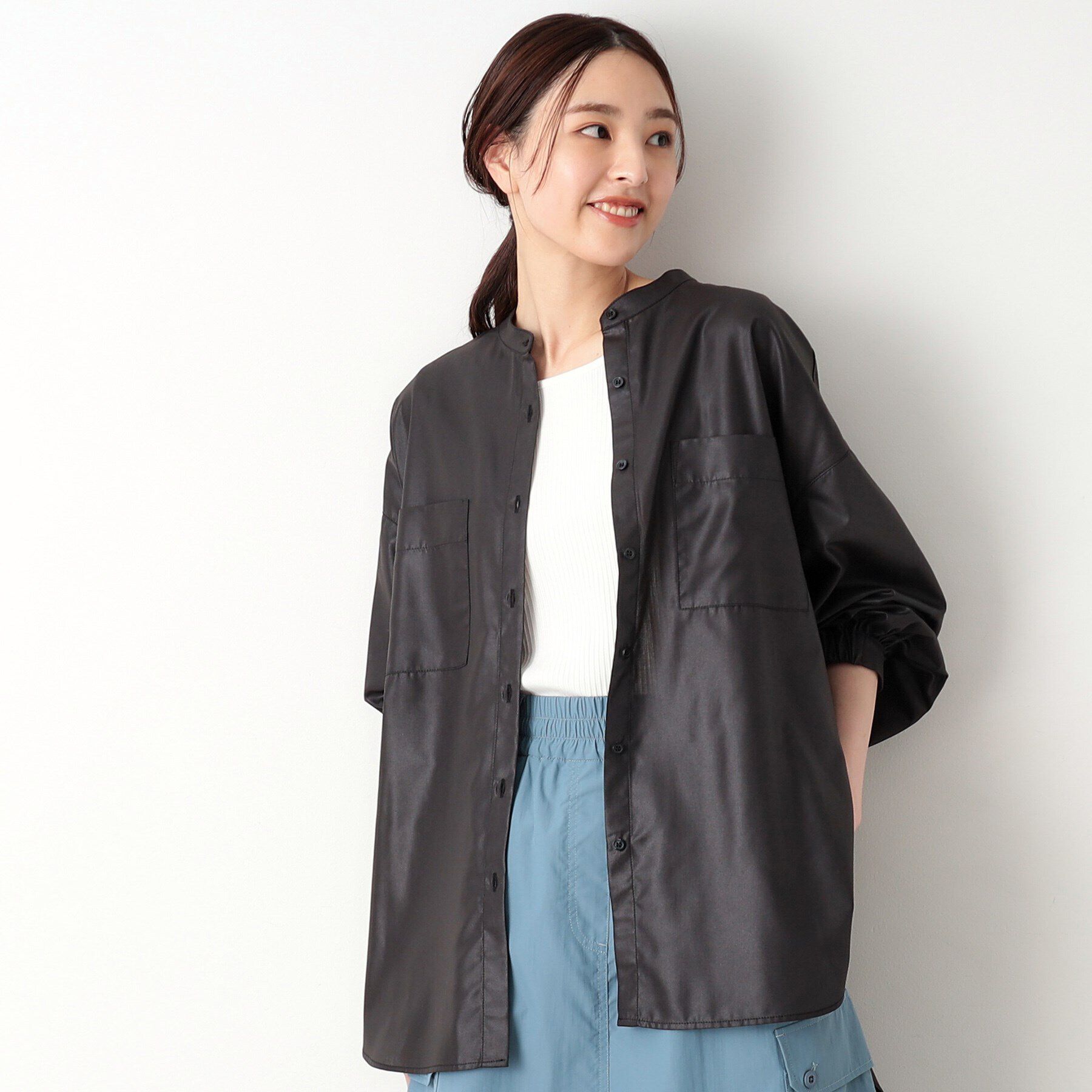 Dessin「微光沢バンドカラーシャツ」|シャツ・ブラウス|