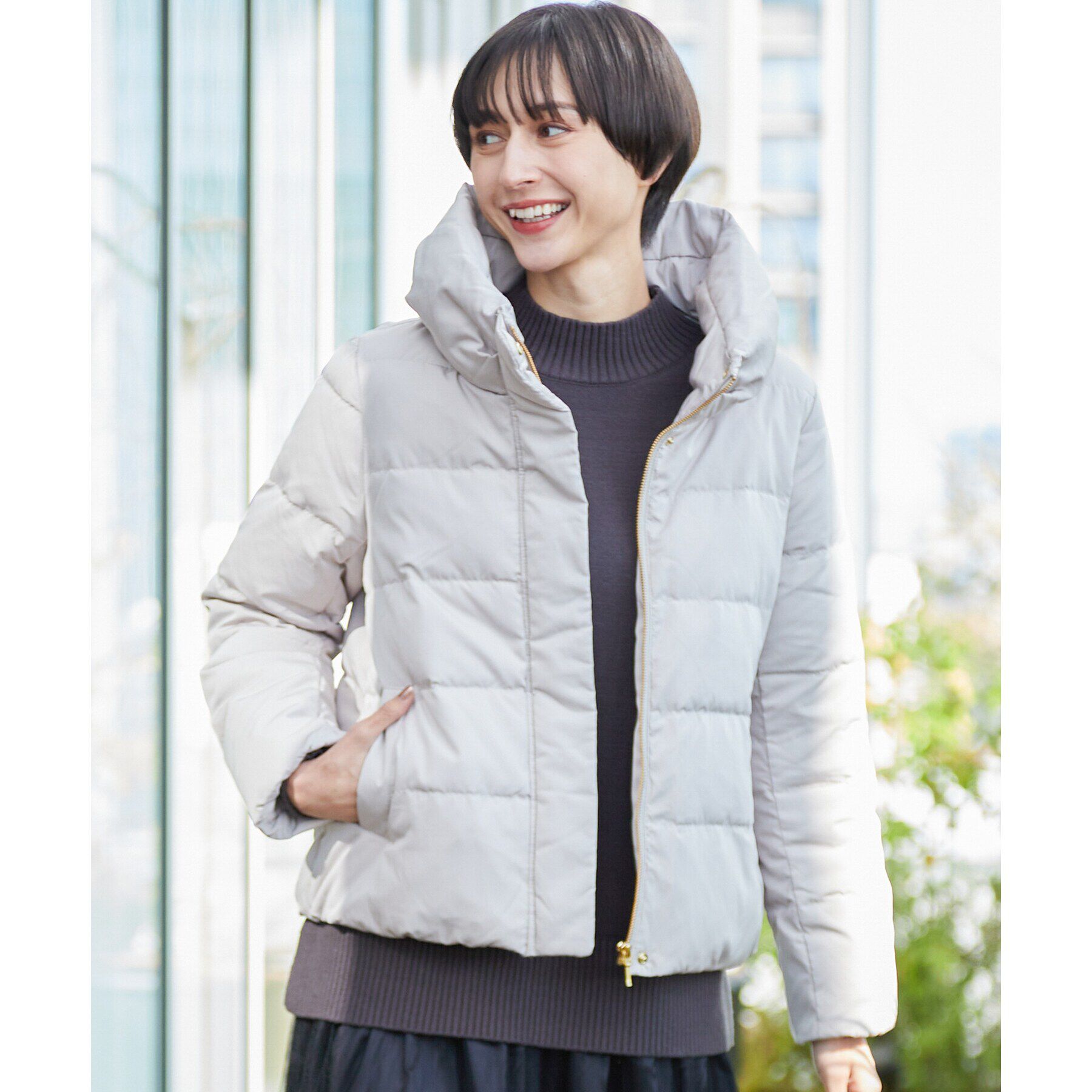 Dessin「【4サイズ展開】ピーチスキンショート丈ダウンコート（XS～L）」|ダウン|グレージュ(050)