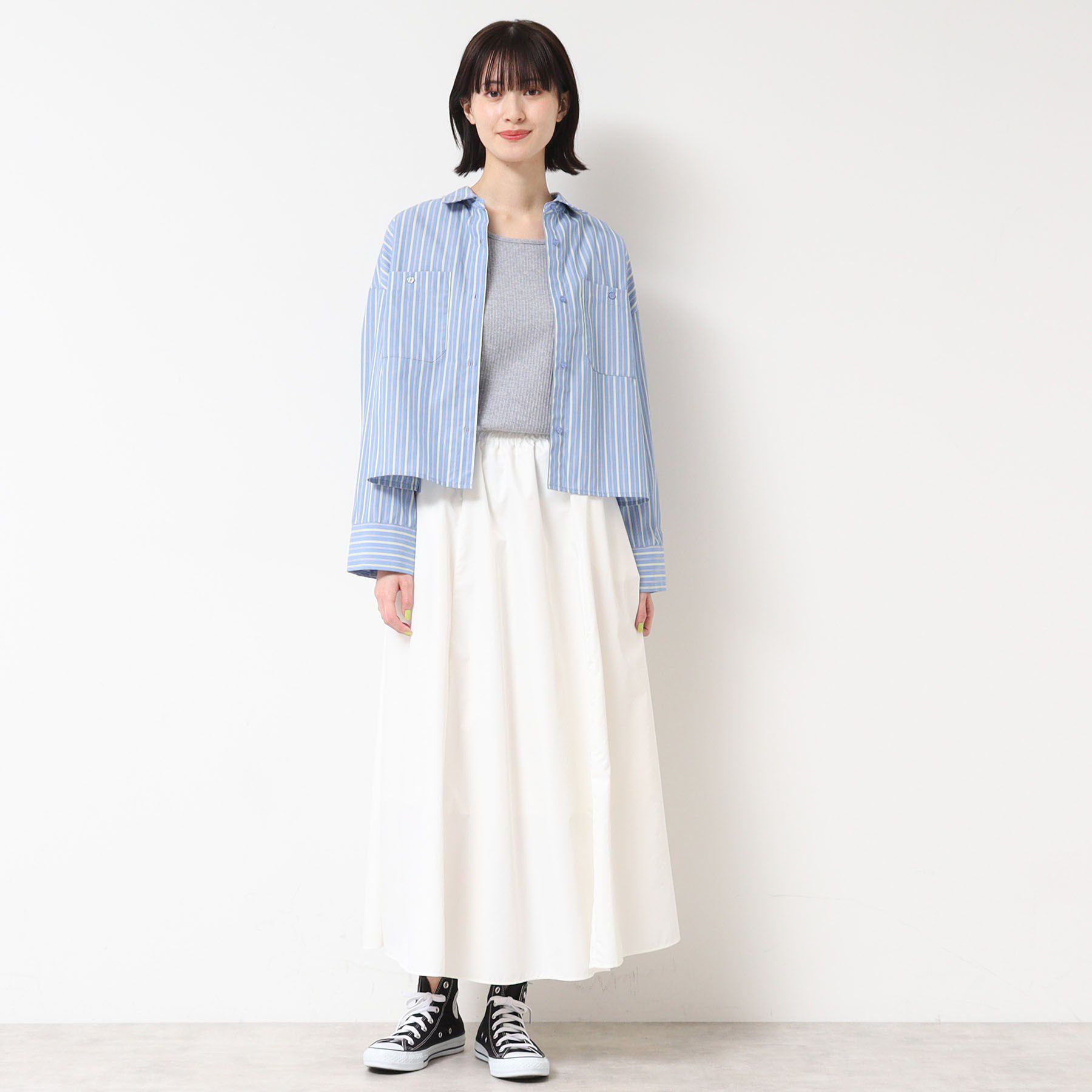 Dessin「【洗える・4サイズ展開】ポケット付きクロップド丈シャツ（XS～L）」|シャツ・ブラウス|