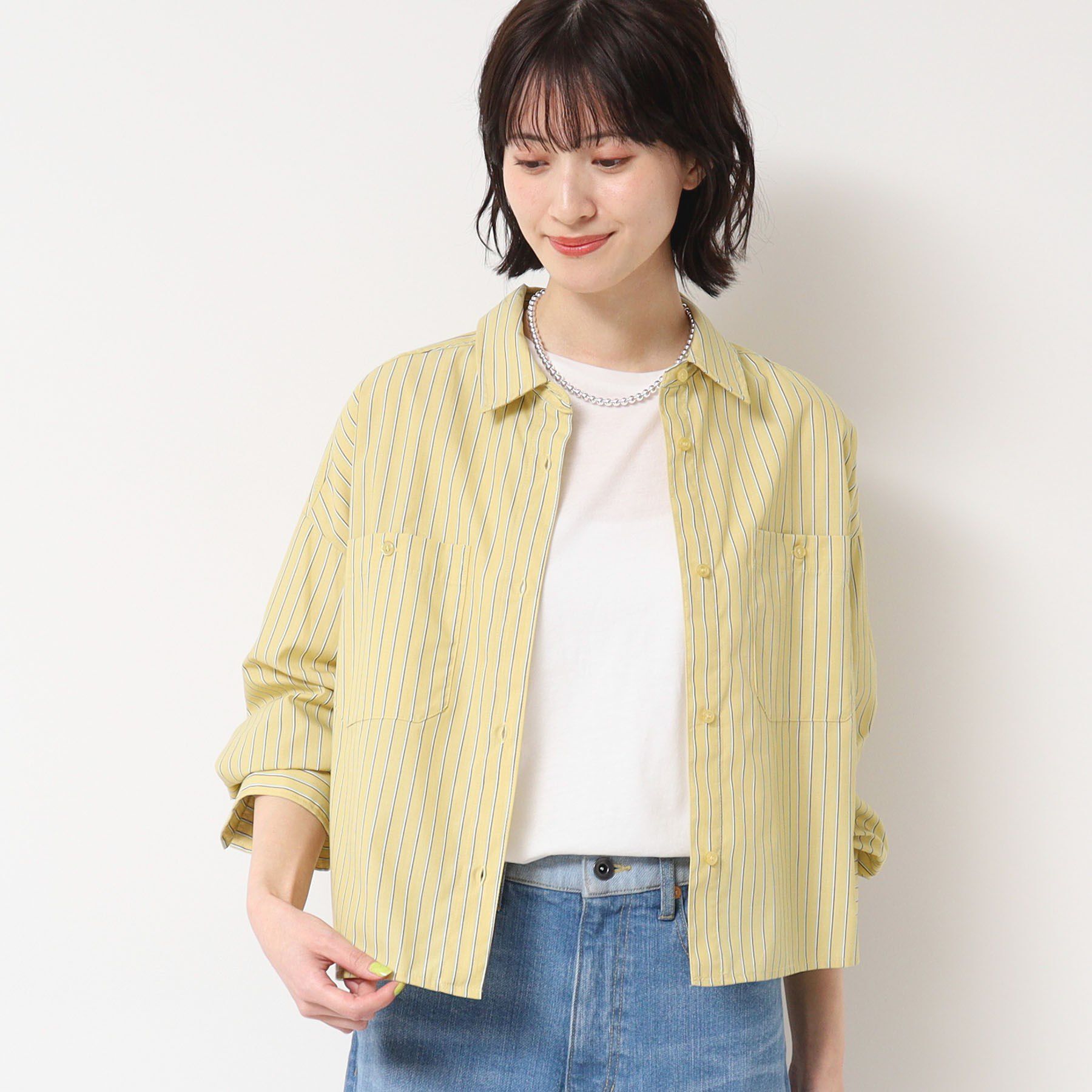 Dessin「【洗える・4サイズ展開】ポケット付きクロップド丈シャツ（XS～L）」|シャツ・ブラウス|オーク(334)