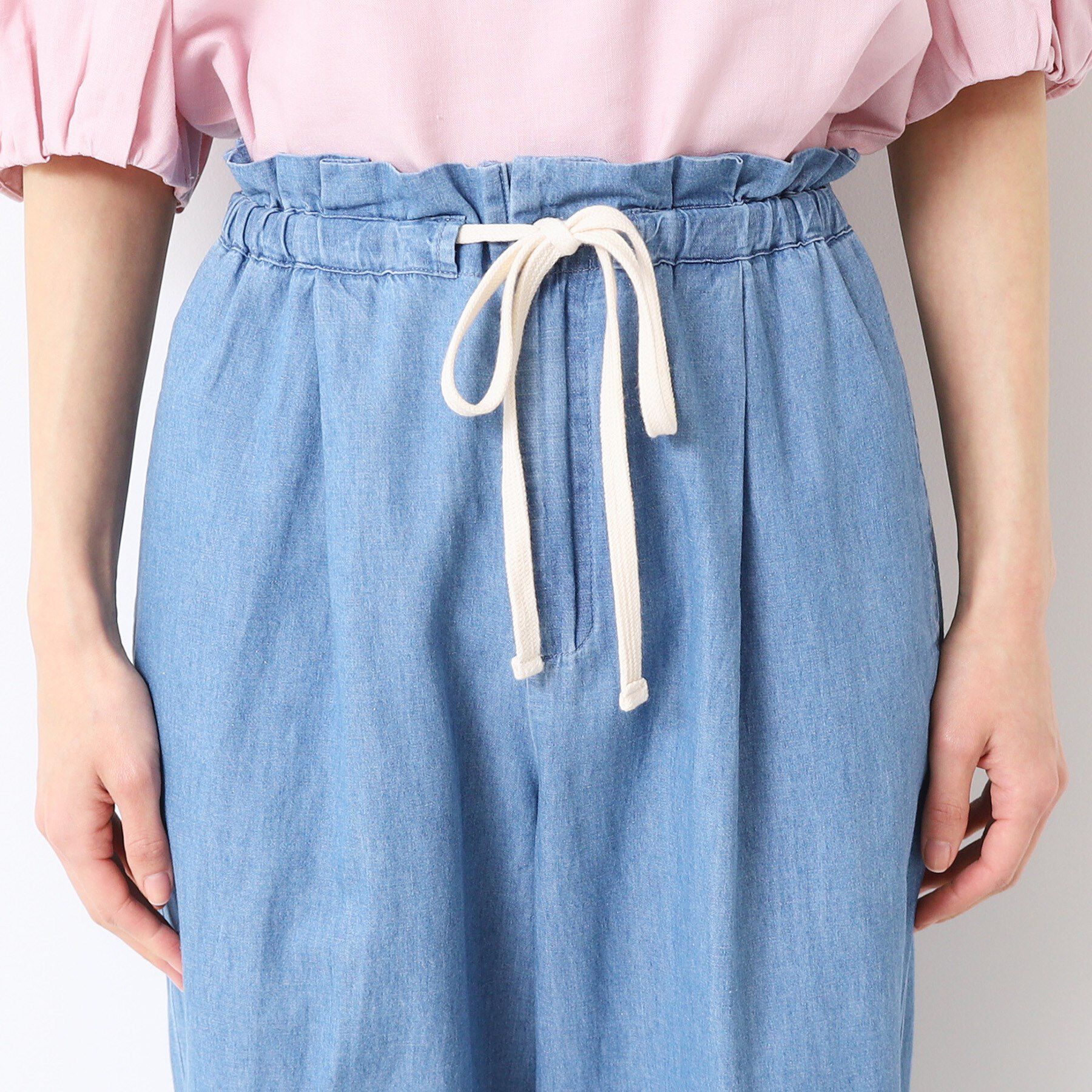 Dessin「【ウエストゴム・洗える】リネンブレンドデニム調イージーパンツ（XS～L）」|その他|