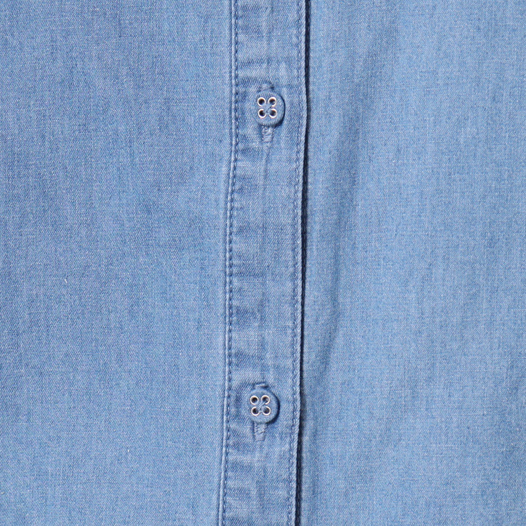 Dessin「【洗える】ギャザーフリル綿麻デニムブラウス」|シャツ・ブラウス|