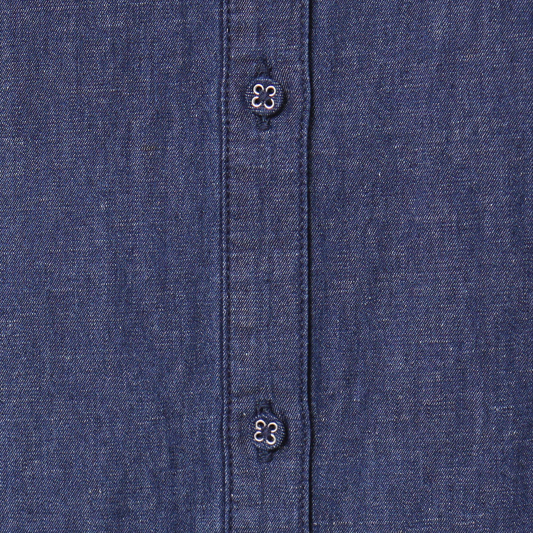 Dessin「【洗える】ギャザーフリル綿麻デニムブラウス」|シャツ・ブラウス|