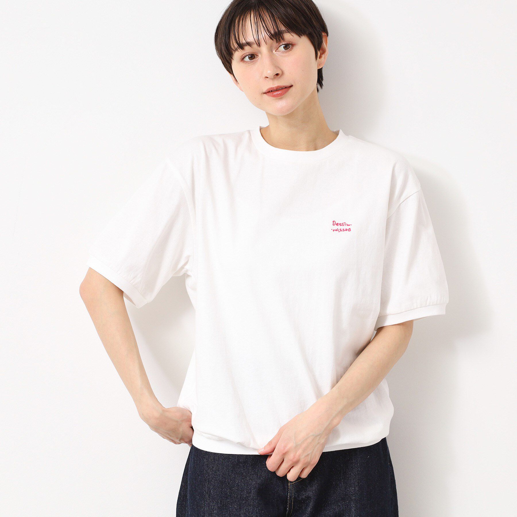 Dessin「【ユニセックス・洗える】ワンポイントTシャツ」|Tシャツ・カットソー|ホワイト(001)