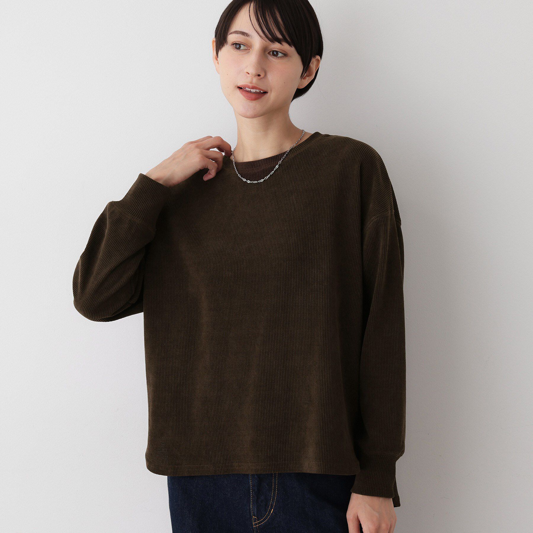 Dessin「【洗える】ベロアサーマルカットソー」|Tシャツ・カットソー|