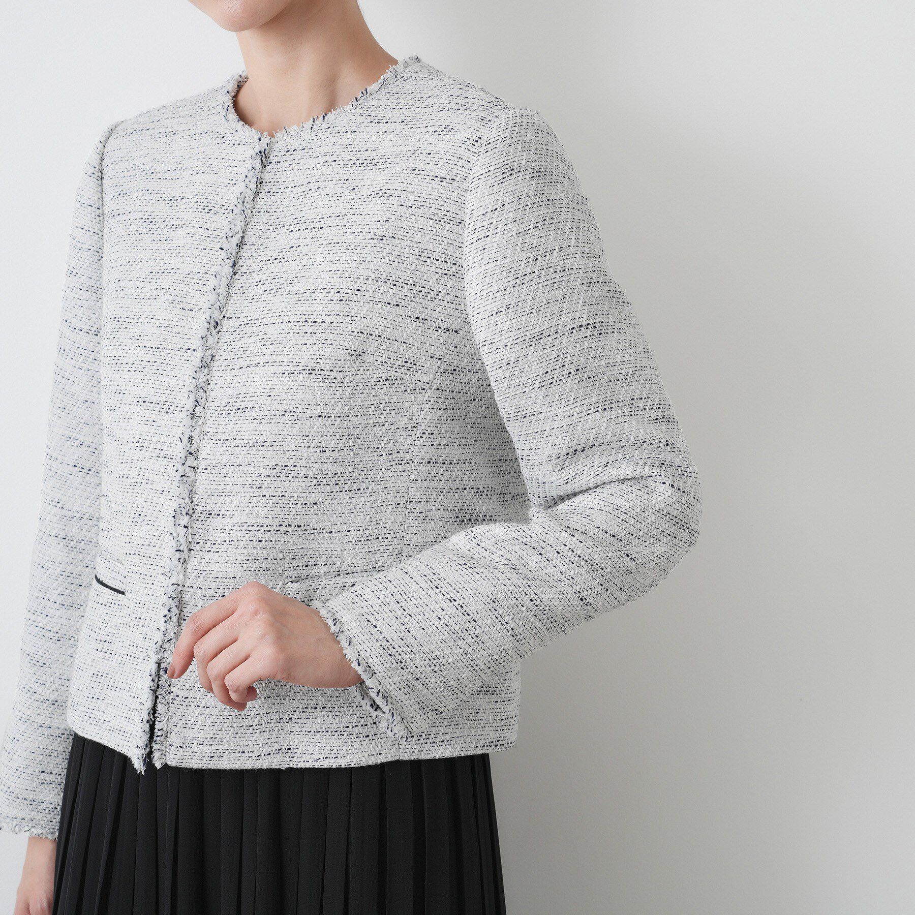 Dessin「【入卒/セレモニー】ツイードクルーネックジャケット」|ノーカラージャケット|