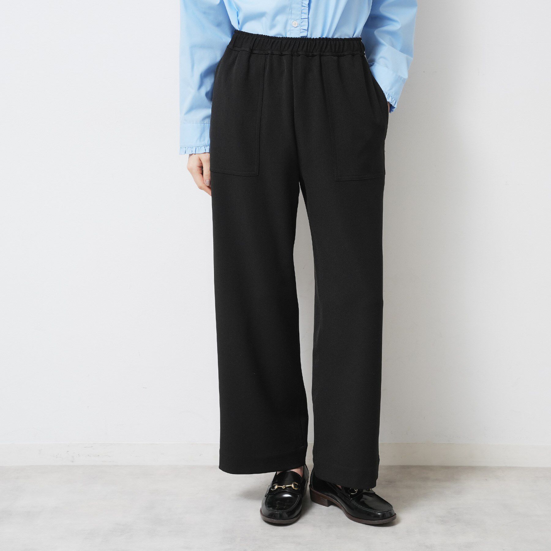 Dessin「【ウエストゴム/洗える】ツイルセミワイドパンツ」|その他|ブラック(019)