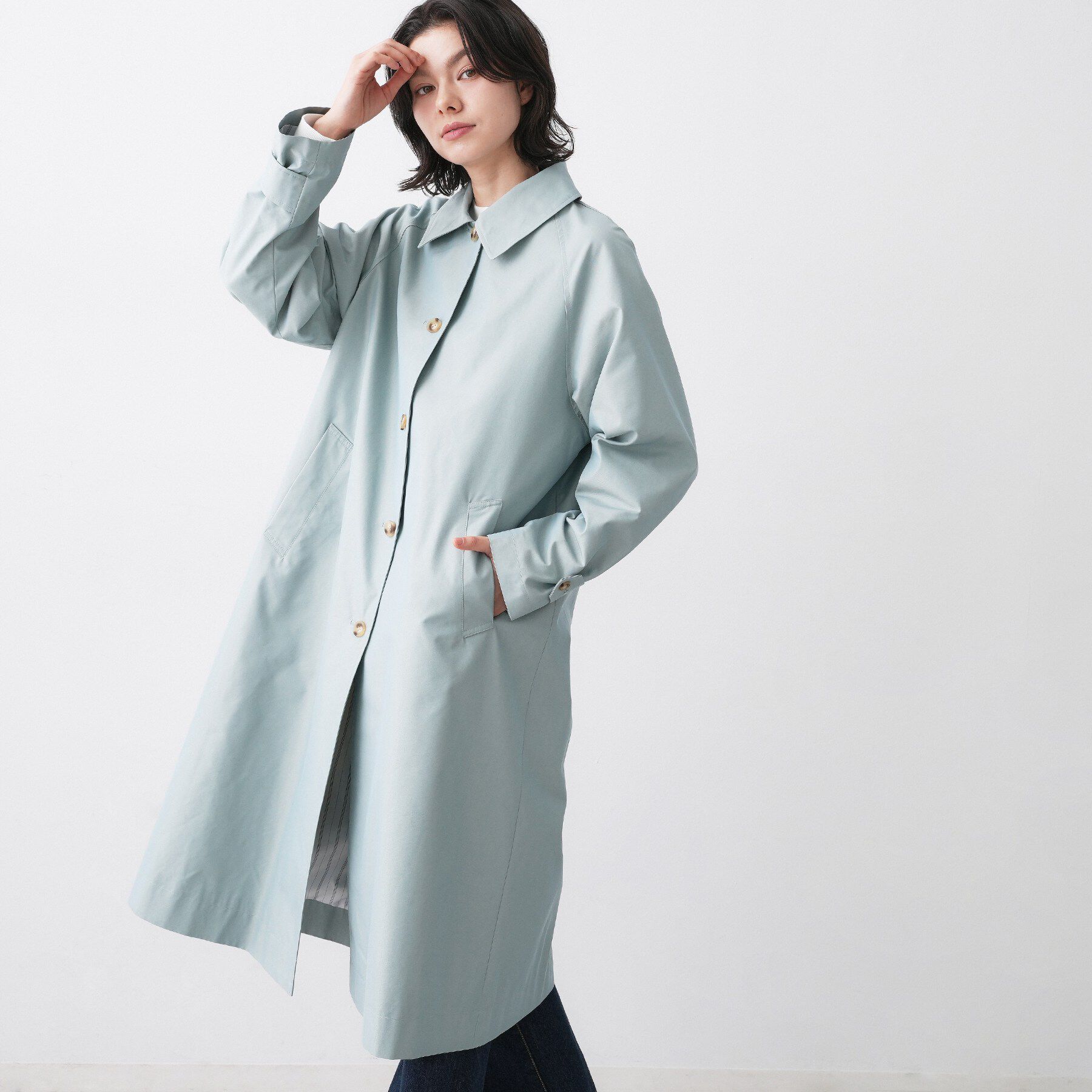 Dessin「シャンブレースプリングコート」|ステンカラーコート|ミントグリーン(02