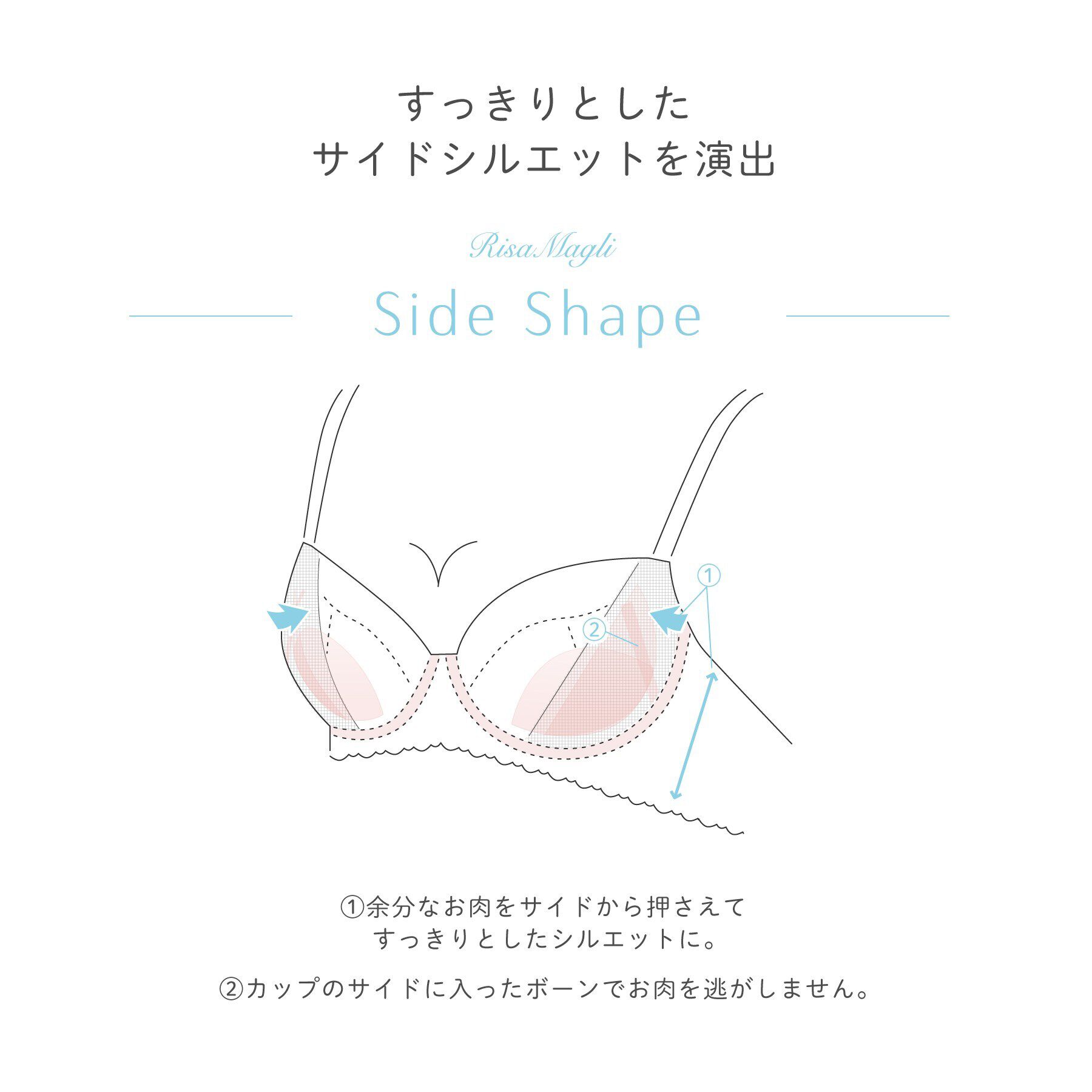Risa Magli「アレッタ ブラジャー（E-F）＜サイドシェイプ＞」|インナー|