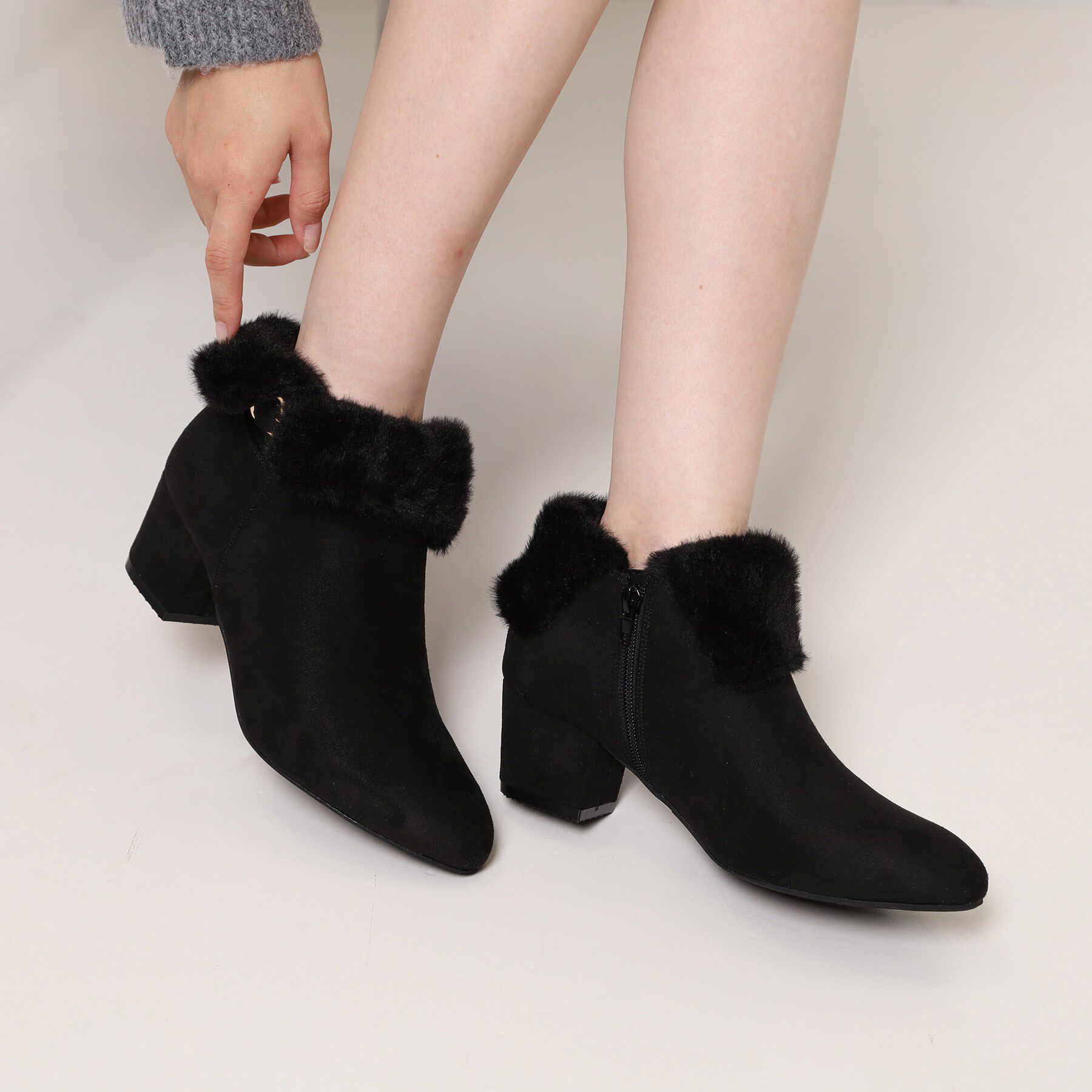 ESPERANZA「折り返しフェイクファー2WAYショートブーツ」|ショートブーツ|