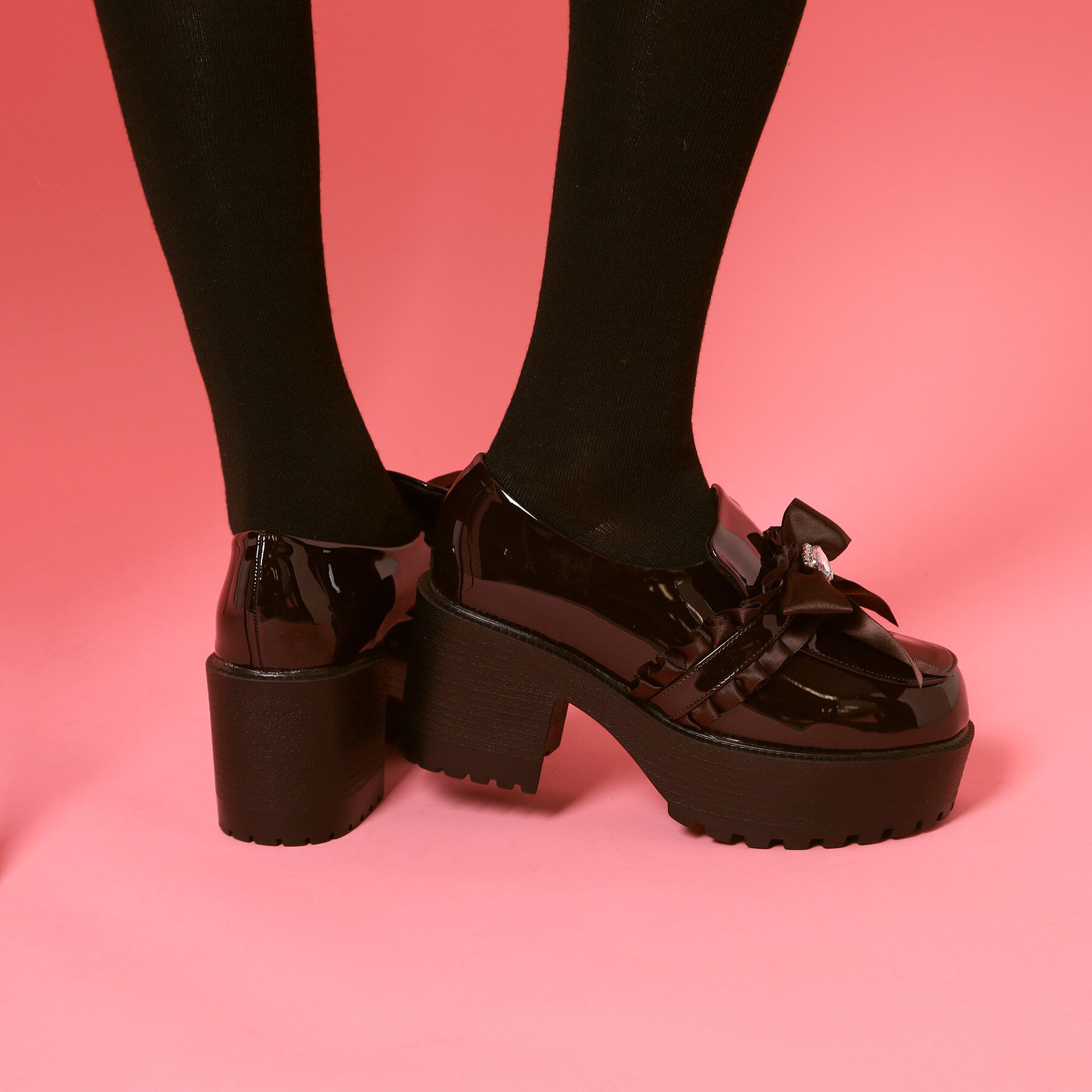 csT&P「リボン付厚底ローファーパンプス」|パンプス|