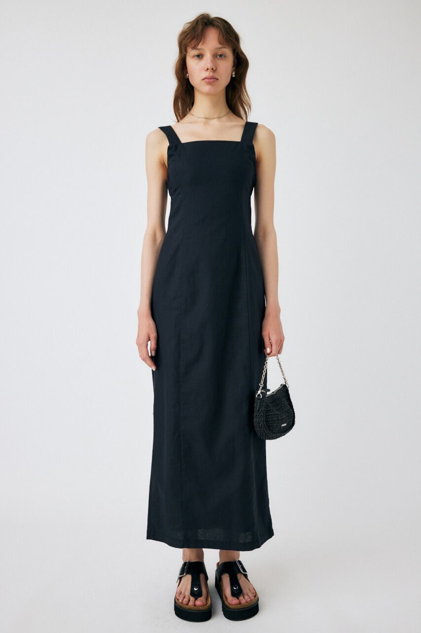 MOUSSY「LINEN COTTON MAXI キャミドレス」|ワンピース|L/BLK1