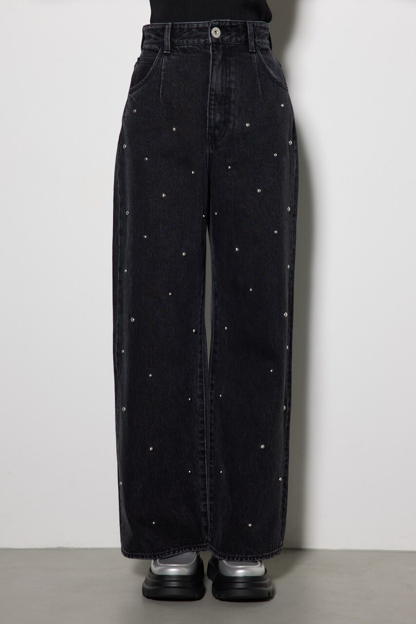 rienda「スタッズデザインワイドデニムパンツ」|その他|