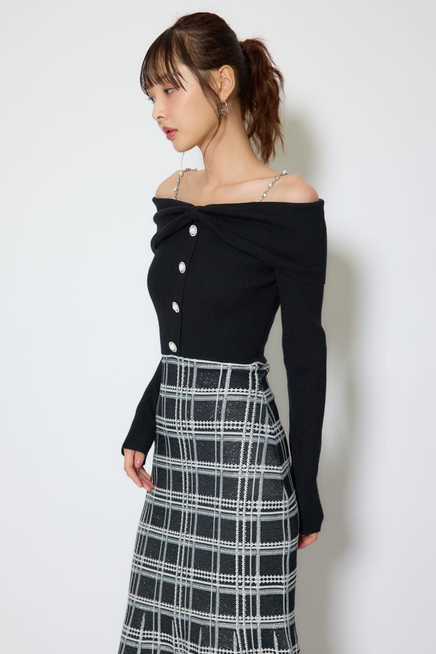 rienda「リボンデザインツイードニットワンピース」|ワンピース|