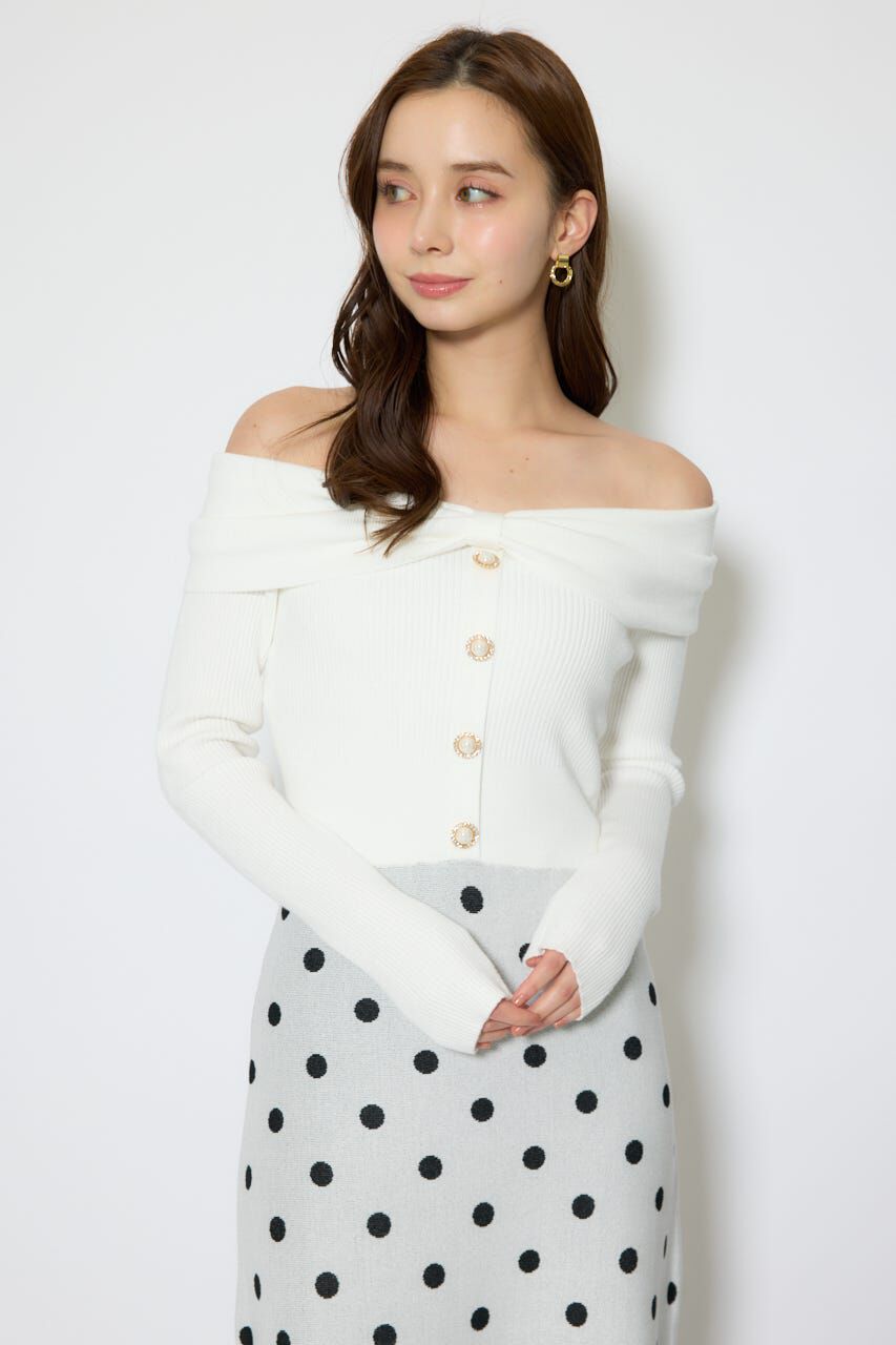 rienda「リボンデザインドットニットワンピース」|ワンピース|