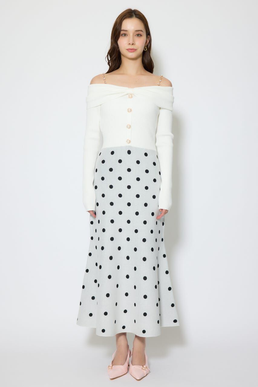 rienda「リボンデザインドットニットワンピース」|ワンピース|