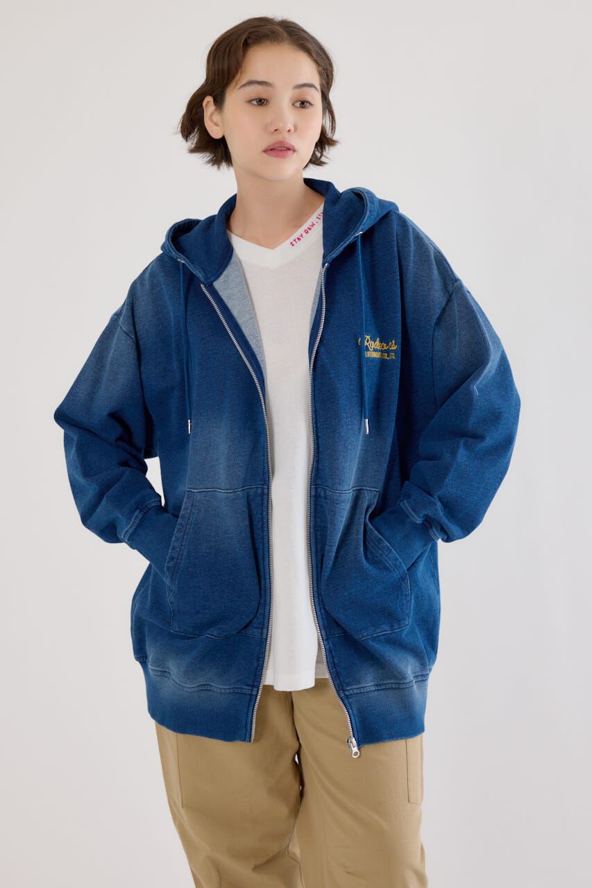 RODEO CROWNS「インディゴ裏毛ビッグジップパーカー」|パーカー|