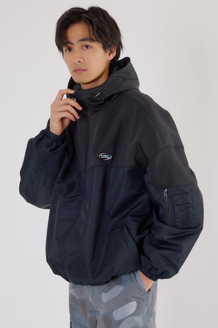 RODEO CROWNS「バイカラーフーデッドブルゾン」|ブルゾン・スタジャン|BLK