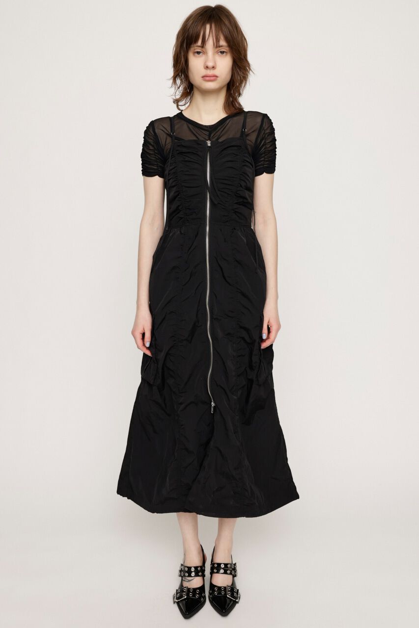 SLY「FRONT ZIP GATHER CAMI ワンピース」|ワンピース|BLK