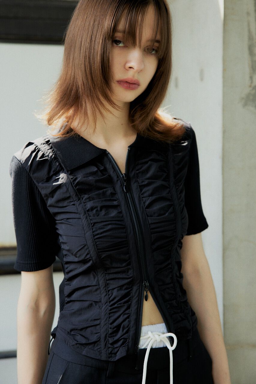 SLY「FRONT GATHER ZIP トップス」|Tシャツ・カットソー|