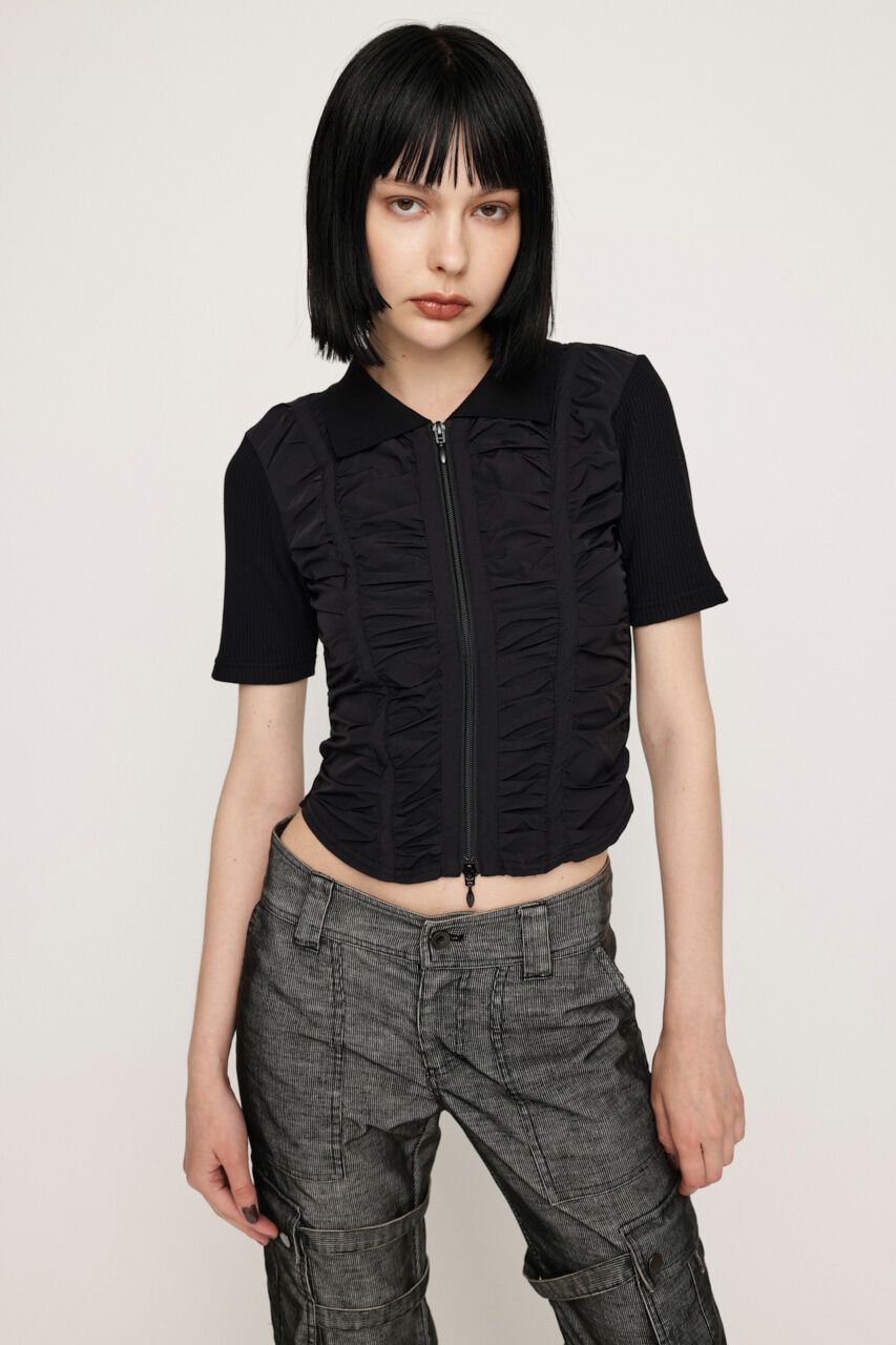 SLY「FRONT GATHER ZIP トップス」|Tシャツ・カットソー|