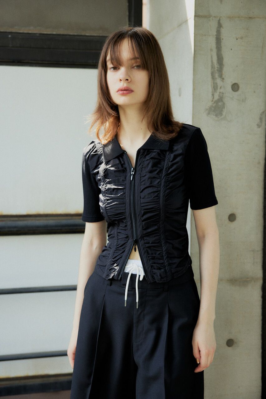 SLY「FRONT GATHER ZIP トップス」|Tシャツ・カットソー|