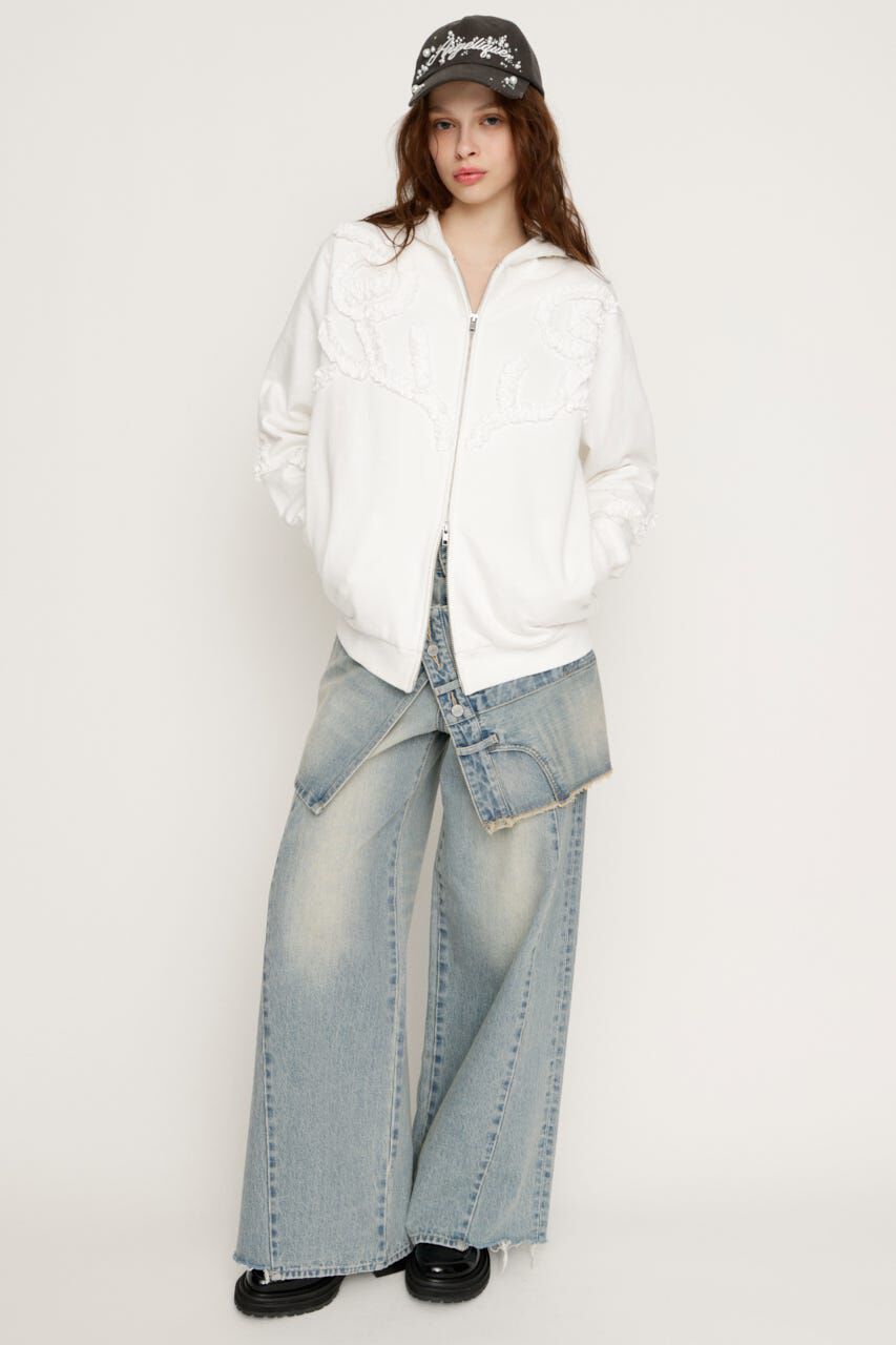 SLY「FRILL ZIP UP HOODIE」|パーカー|