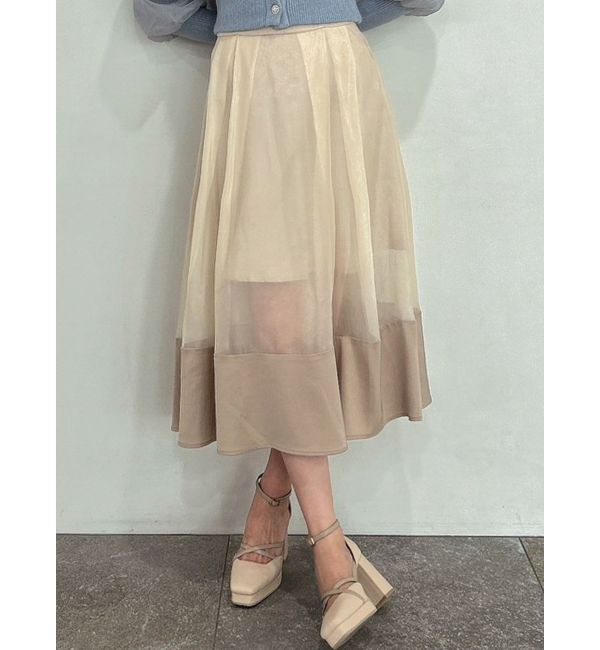 dazzlin「シアーグロッシーレースアップスカート」|スカート|ベージュ