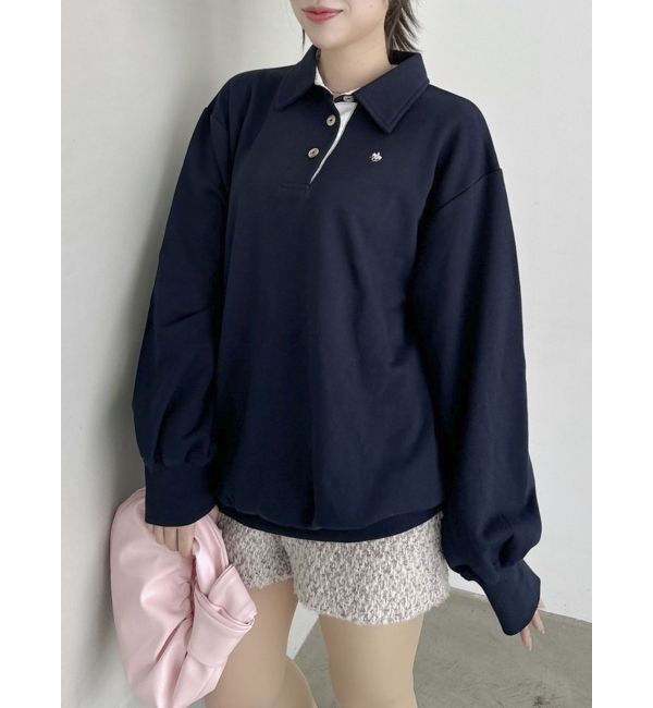 dazzlin「【POLO BCS コラボ】ポロカラーオーバーサイズスウェット」|スウェット・ジャージ|ネイビー