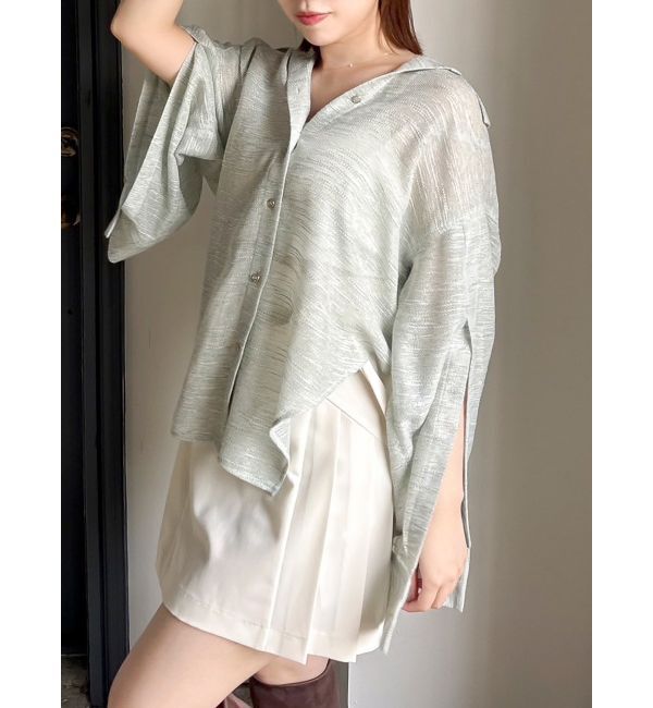 dazzlin「シアーツイードオーバーシャツ」|シャツ・ブラウス|グリーン