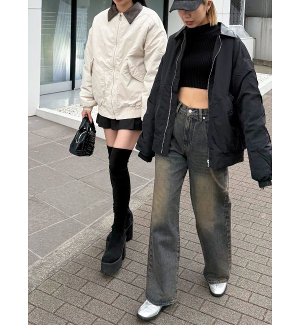 EMODA「オーバーカラーボンバージャケット」|ブルゾン・スタジャン|